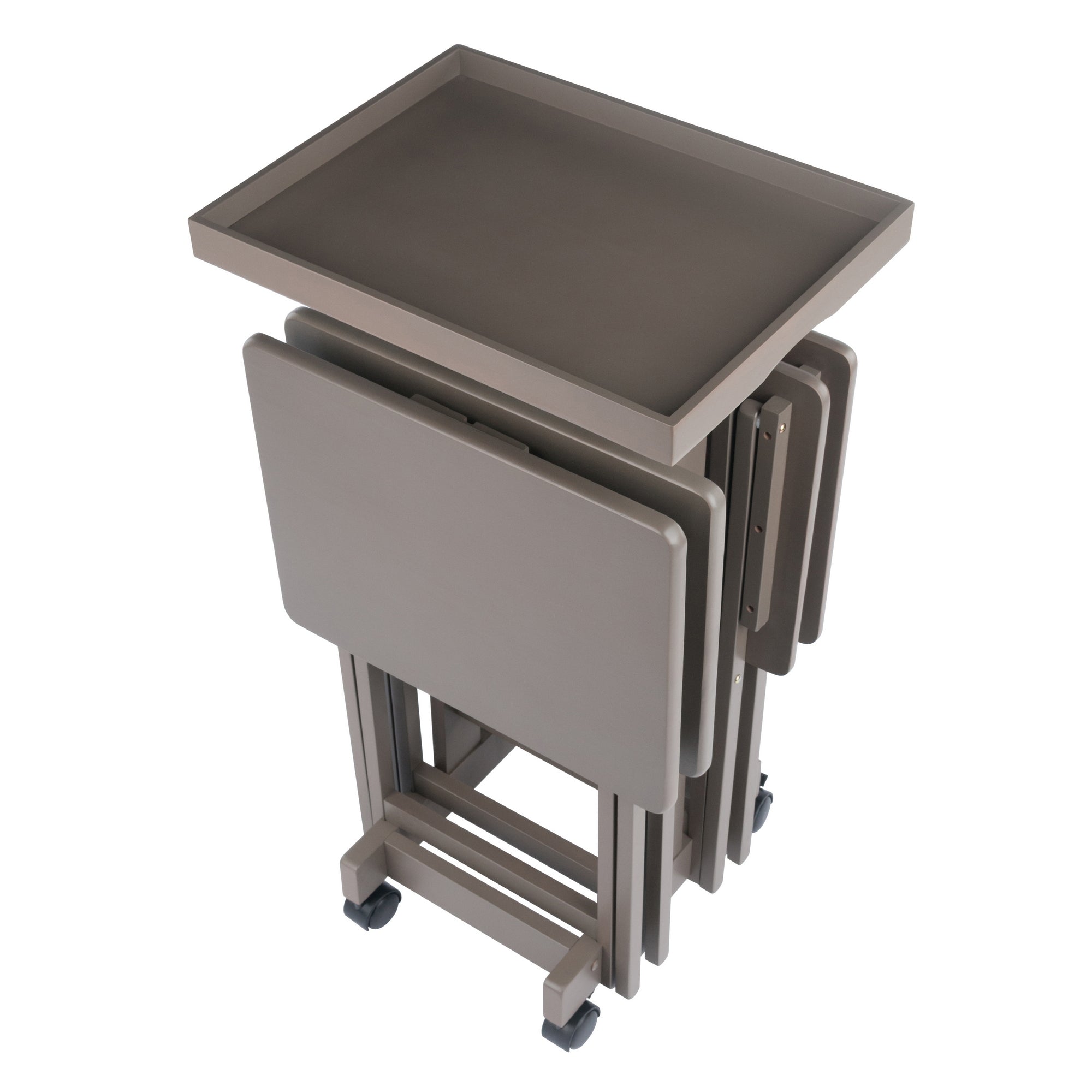 Isabelle 6-Pc Snack Table Set with Removable Serving Tray, Oyster Gray