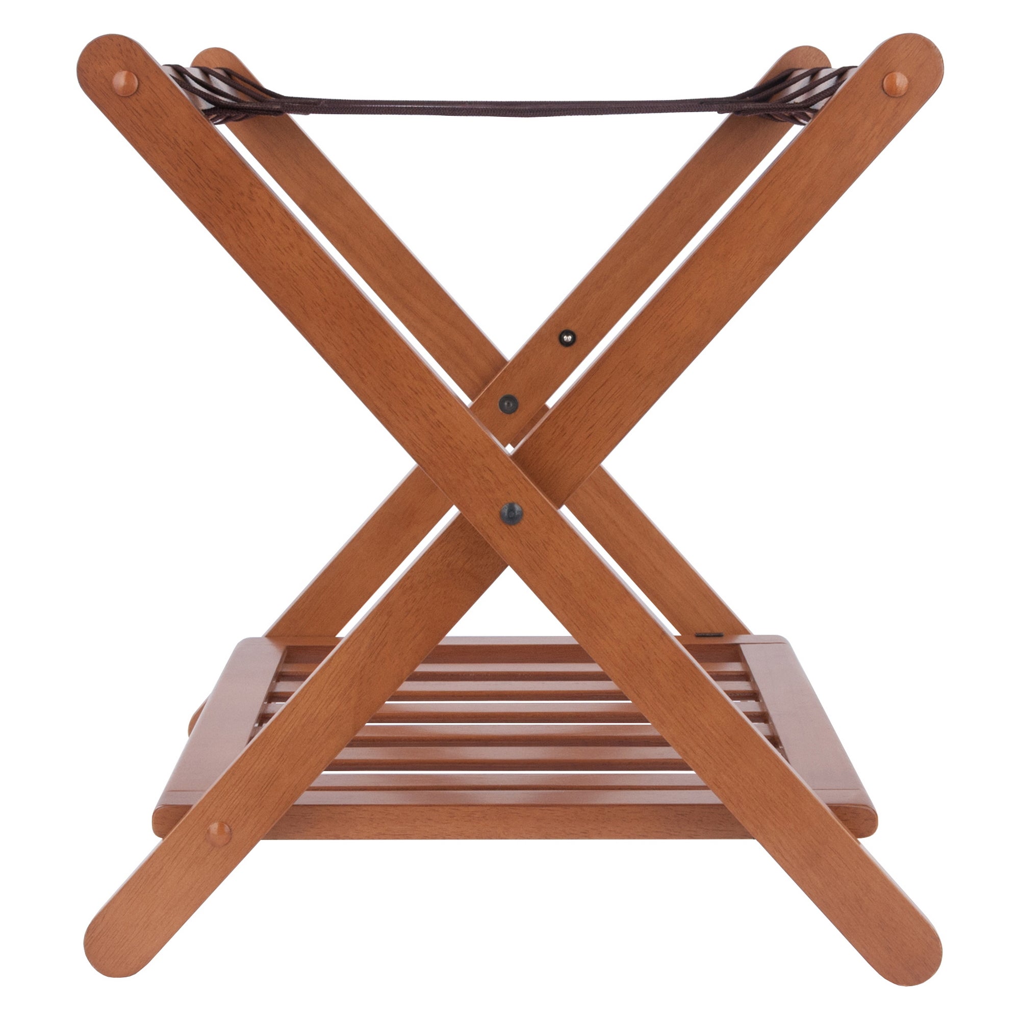 Reese Luggage Rack with Shelf, Teak