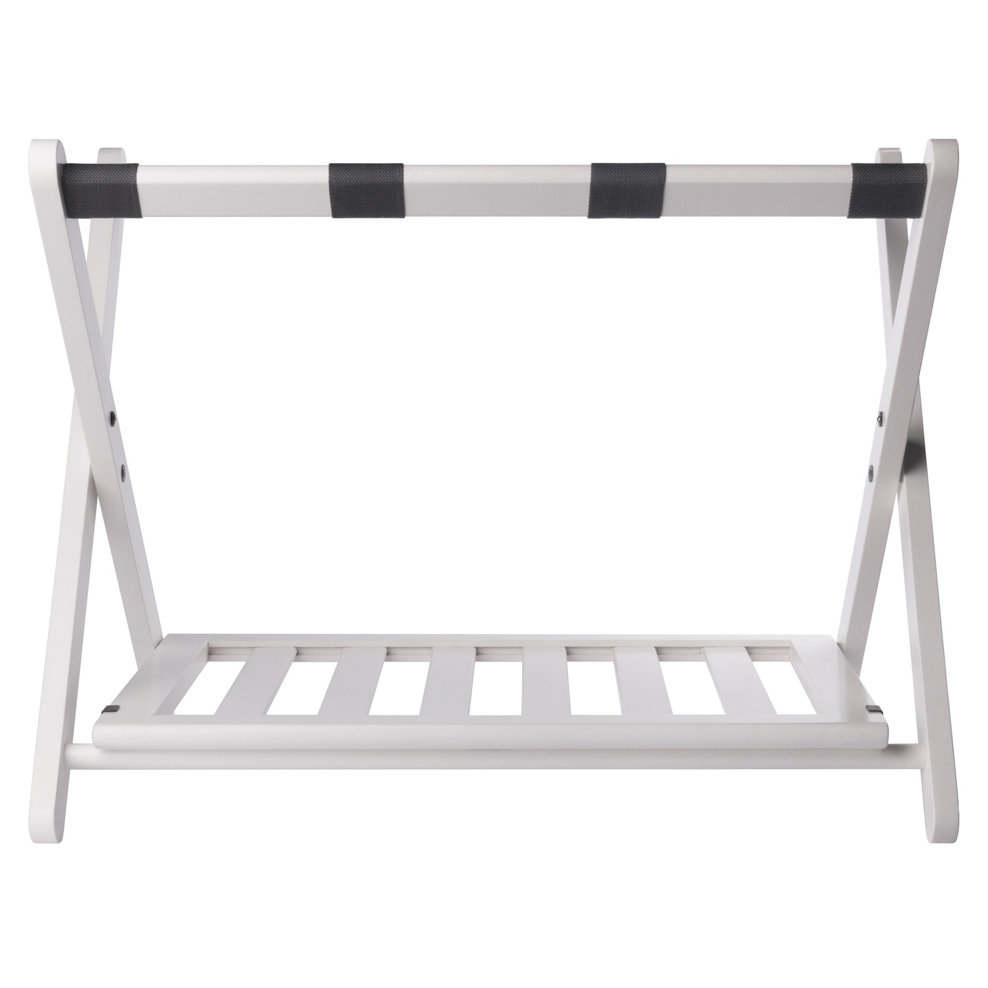 Reese Luggage Rack with Shelf, White