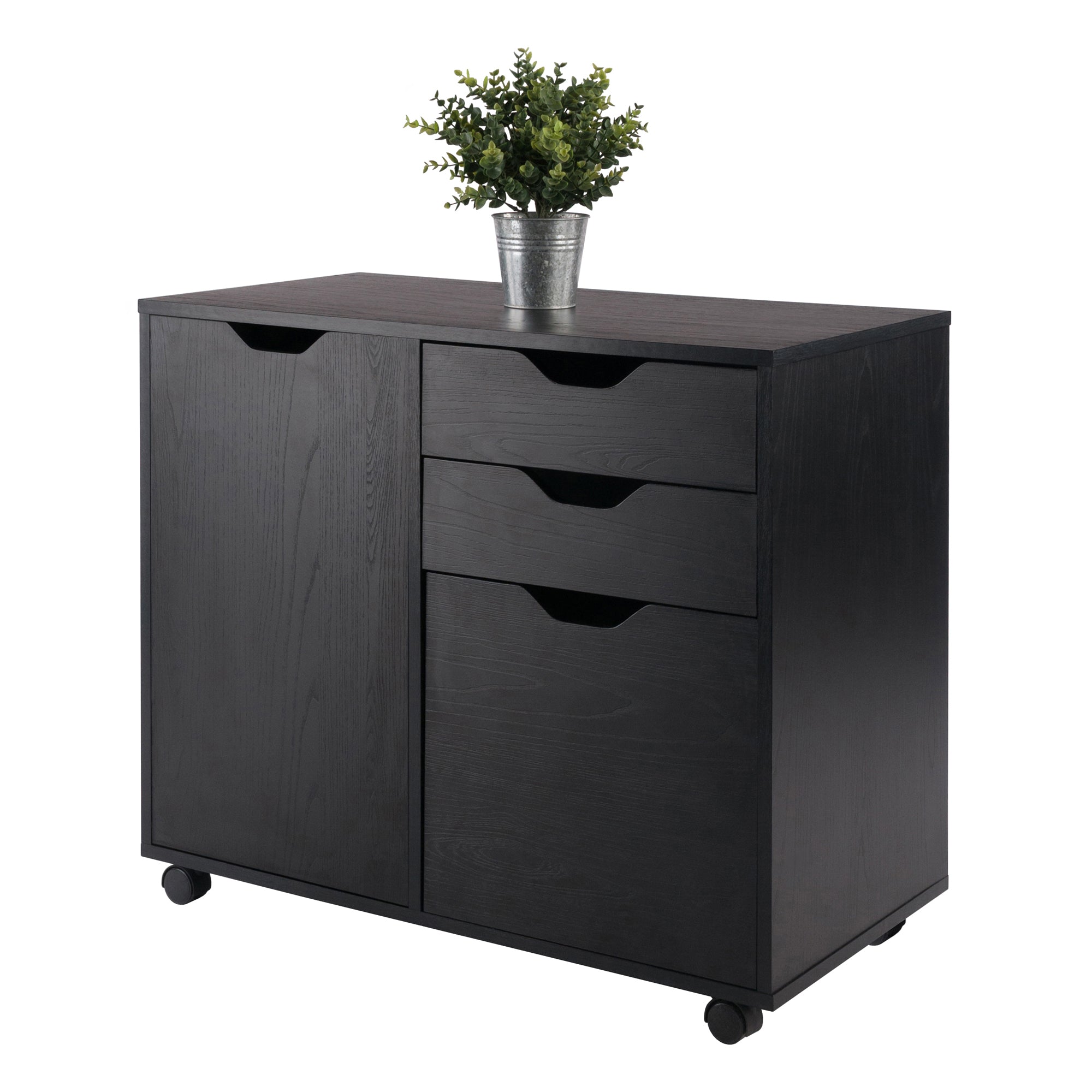 Halifax 2-Section Mobile Filing Cabinet, Black