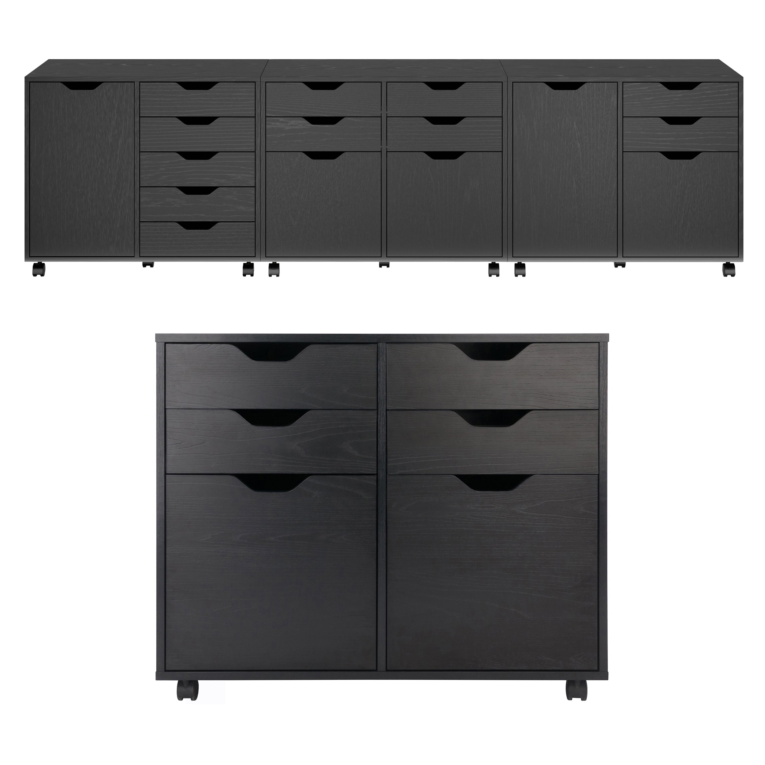 Halifax 2-Door, 4-Drawer Mobile Cabinet, Black