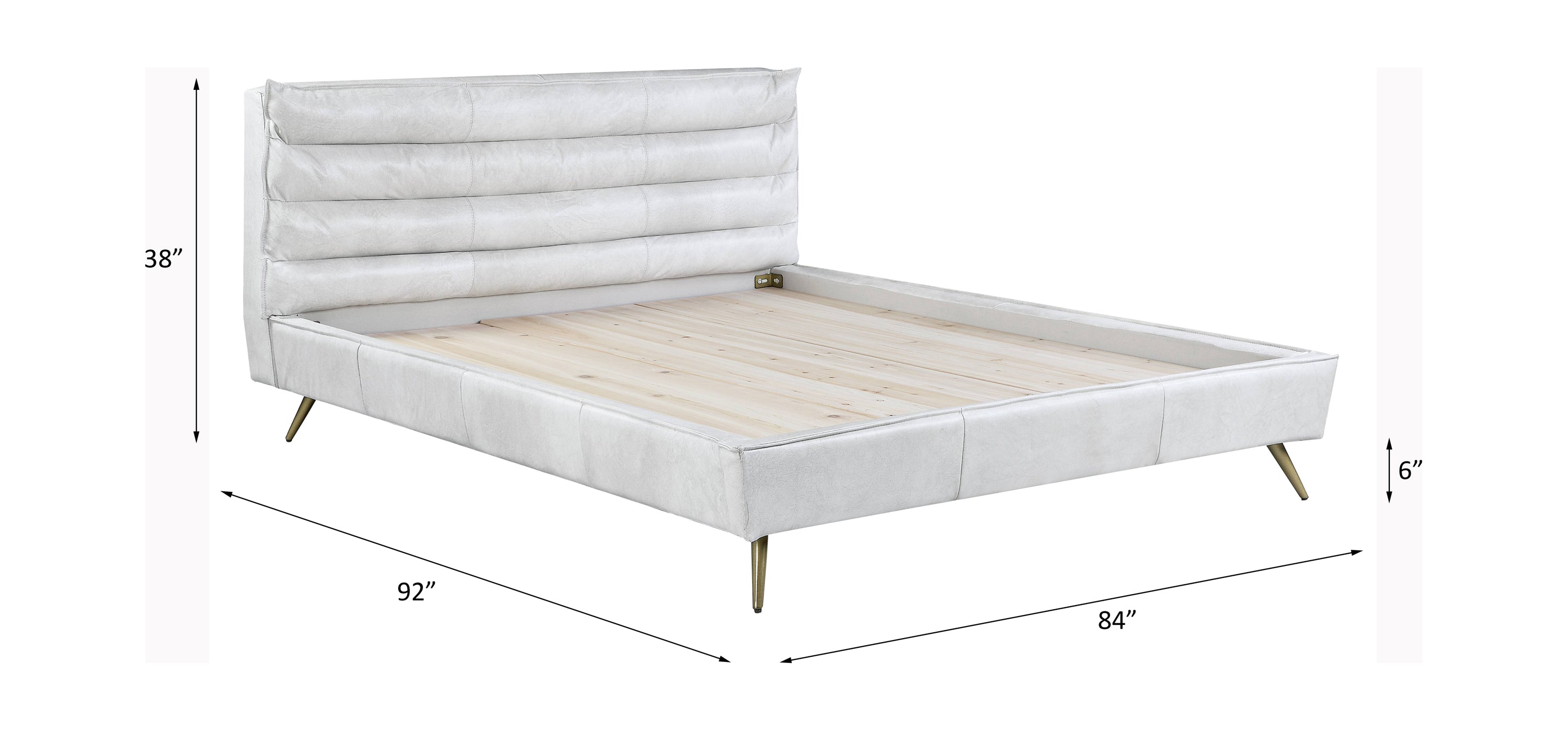 Asus Doris Eastern King Vintage White Leather Bed –  Padded
