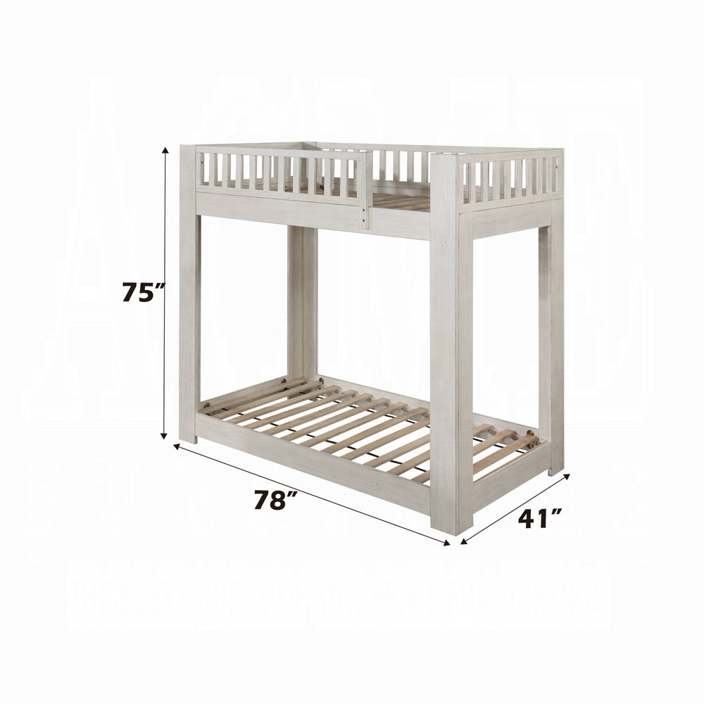 Cedro Bunk Bed (T/T), Weathered White Finish