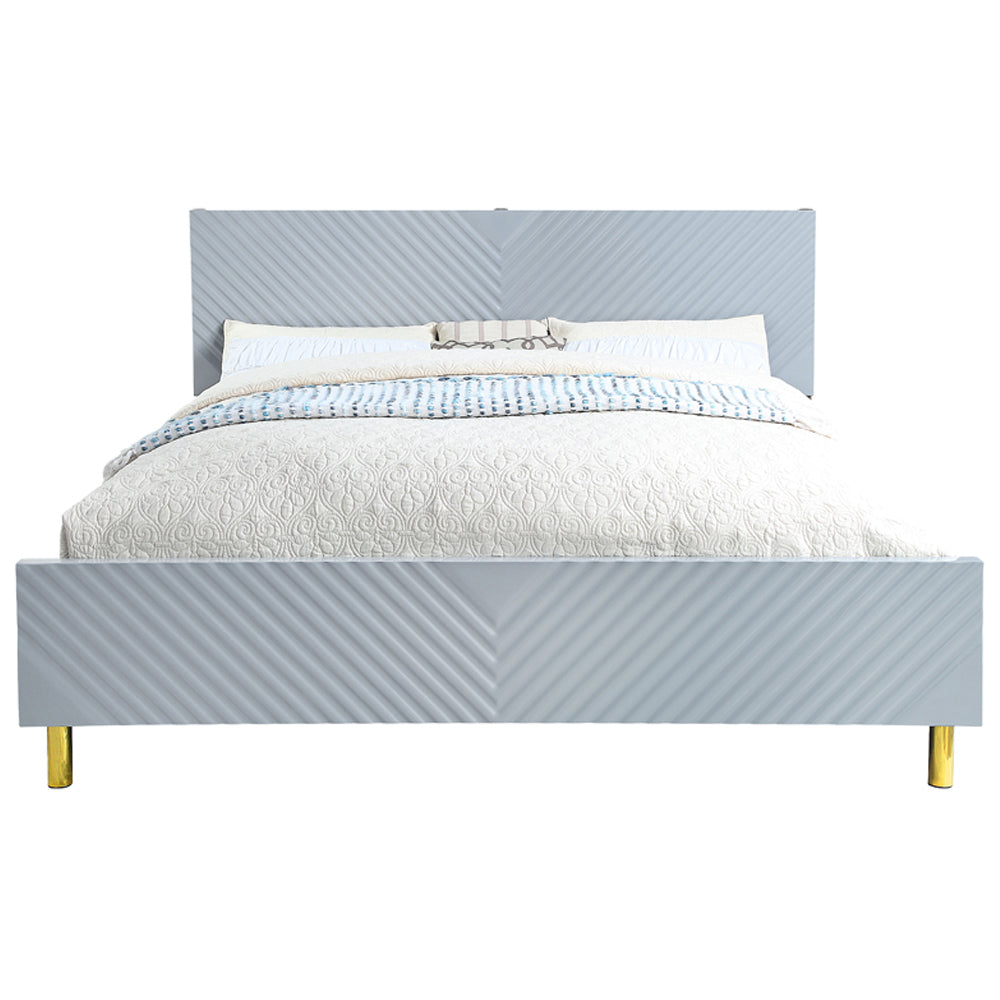 Gaines Queen Bed, Gray High Gloss Finish
