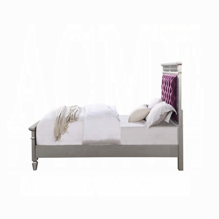 Sangeeta Varian Collection Twin Bed Burgundy Velvet Silver –   with Mirrored Accents