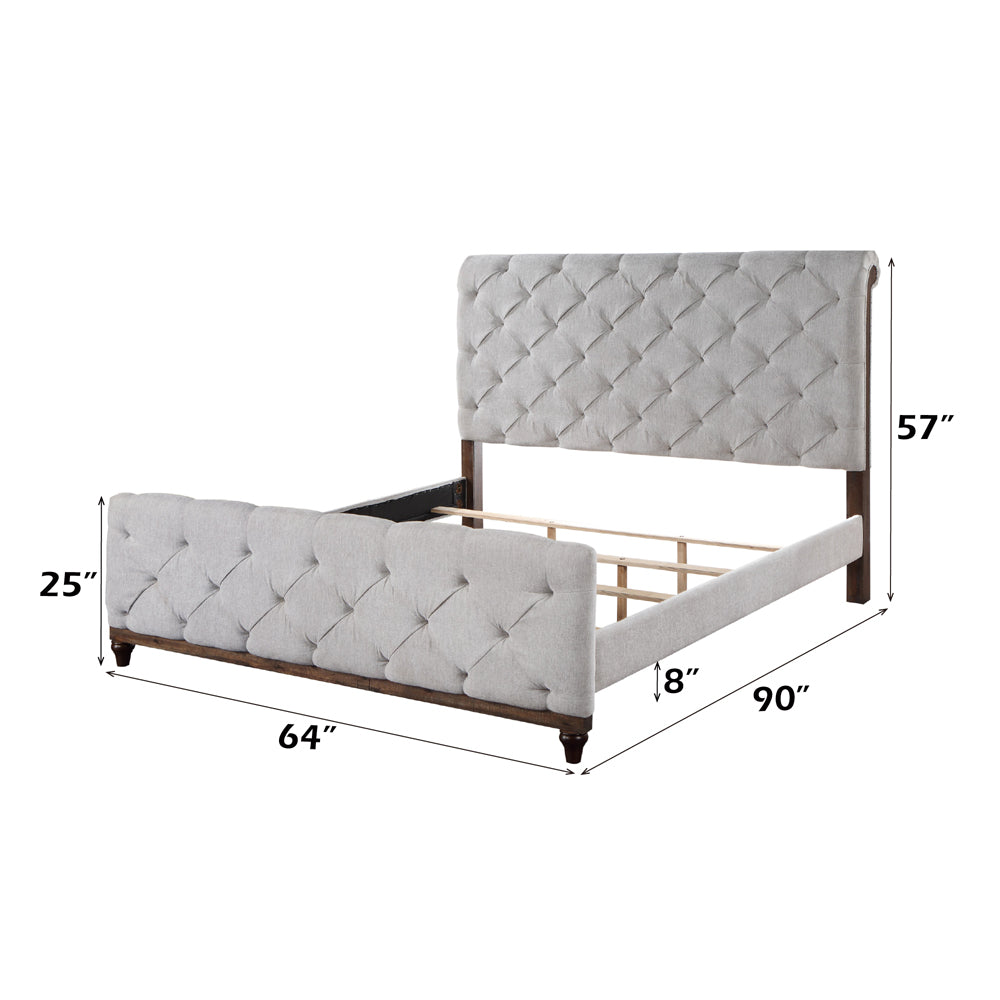 Verona  Queen Reclaimed Oak Wood Panel Bed – Contemporary Industrial Style with Metal Legs