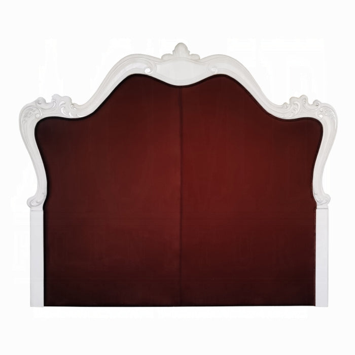 Pitambari Versailles II Queen Bed in Antique Finish – Ornate Carved Wood & Tufted Upholstery