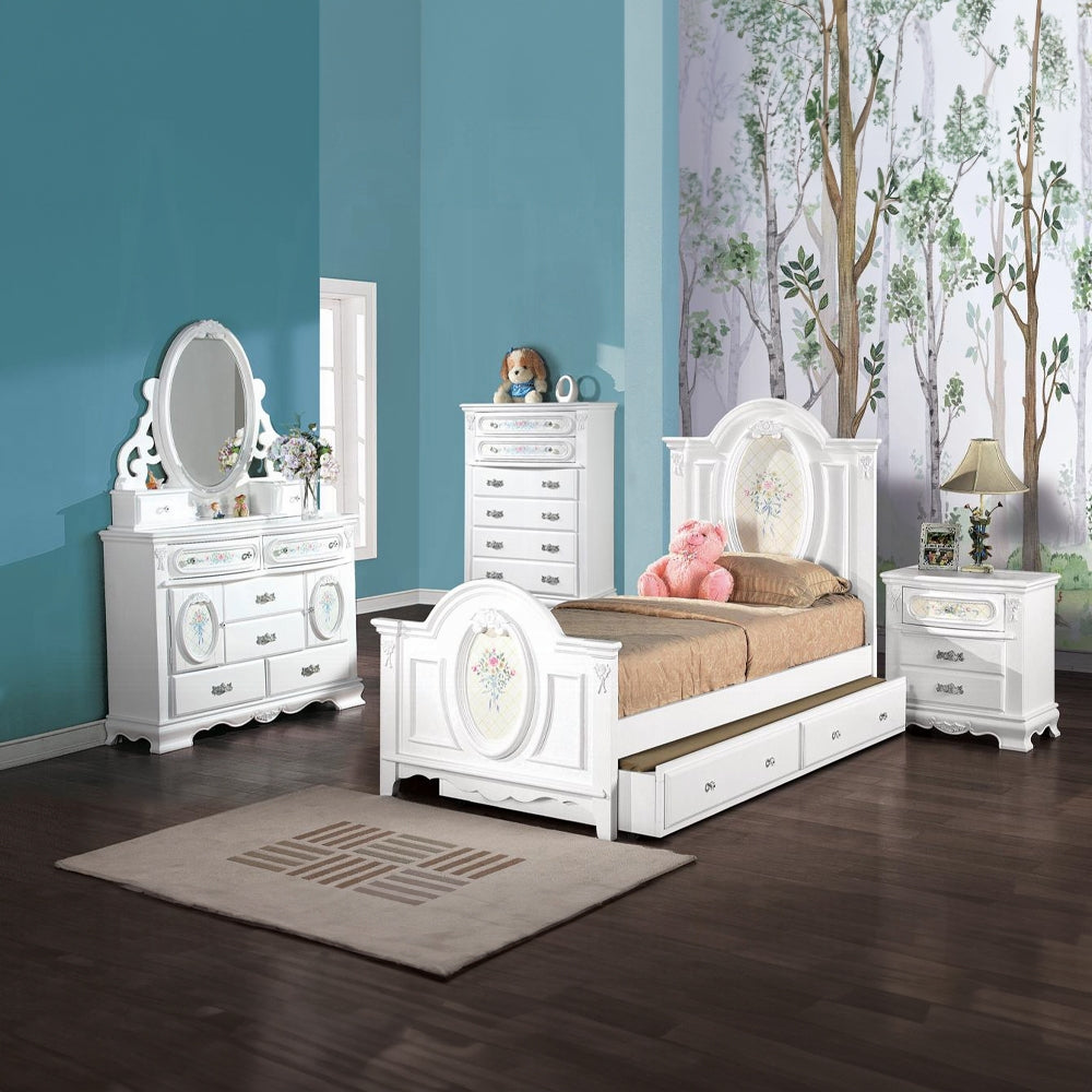 Flora Full Bed , White Finish