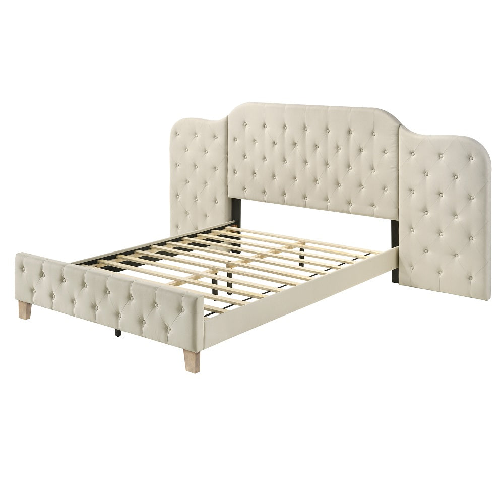 Ranallo Eastern King Bed, Beige Linen