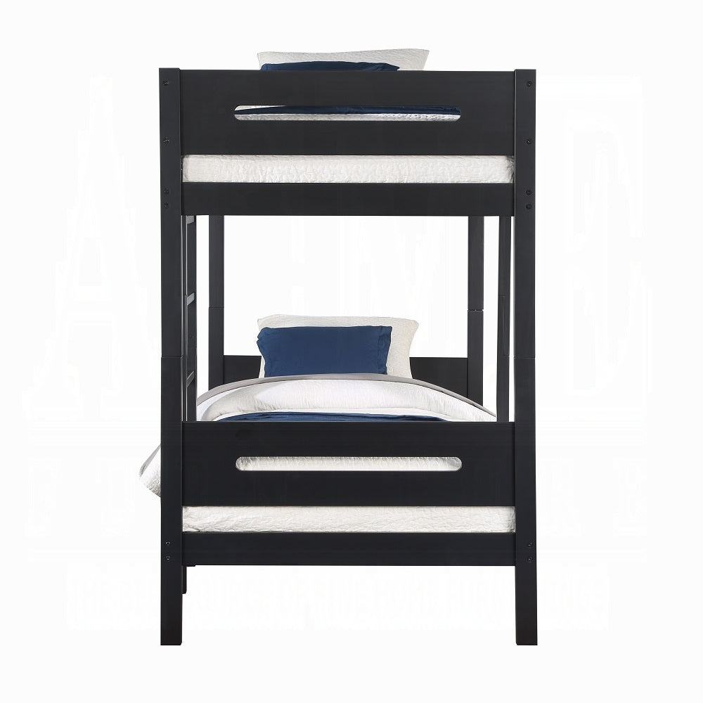 Jaxon Ekko Twin Over Twin Black Metal Bunk Bed  Modern Space-Saving Design with Safety Rails