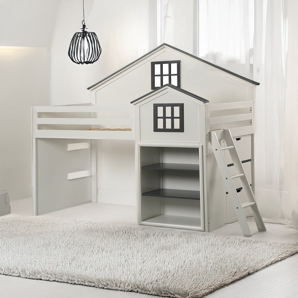 Ratana Loft Bed, White & Gray Finish