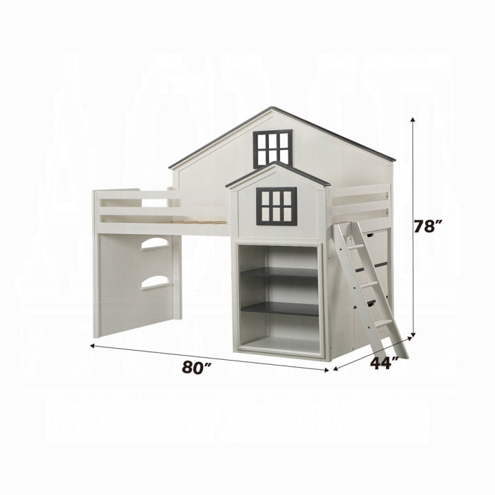 Ratana Loft Bed, White & Gray Finish