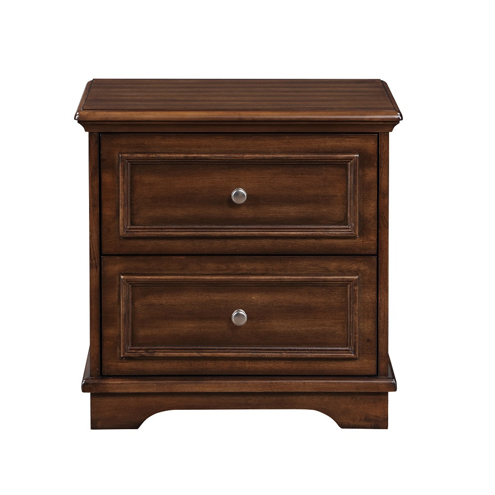 Everett Franklin Full Brushed Walnut Wood 4-Piece Bedroom Set – Classic Style Complete Furniture Collection