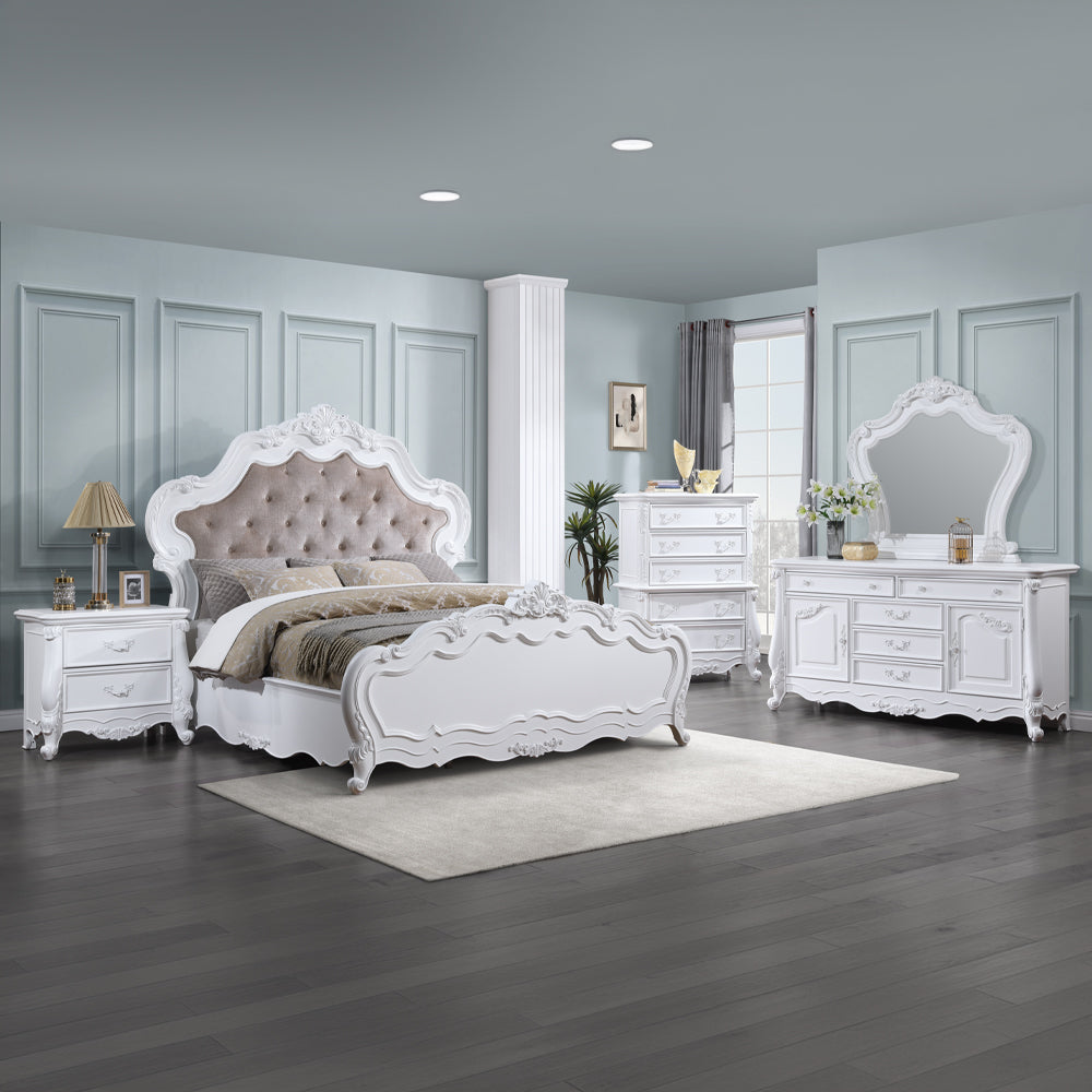 Latisha Eastern King Bed, White Finish