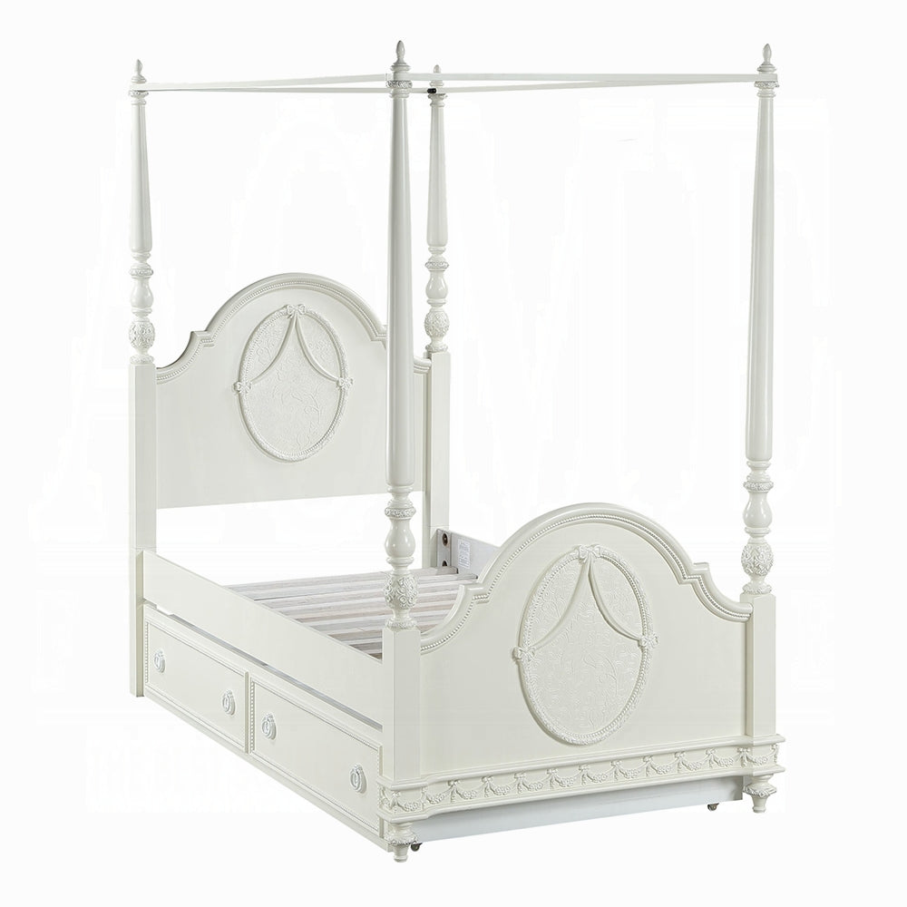 Dorothy Twin Bed (Wooden Poster), Ivory Finish