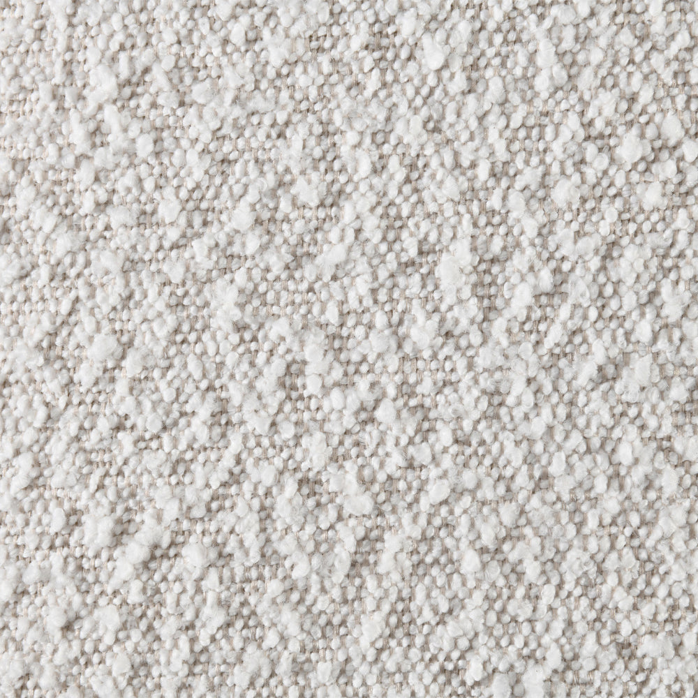 Sandro Eastern King Bed, White Bouclé & Walnut Finish