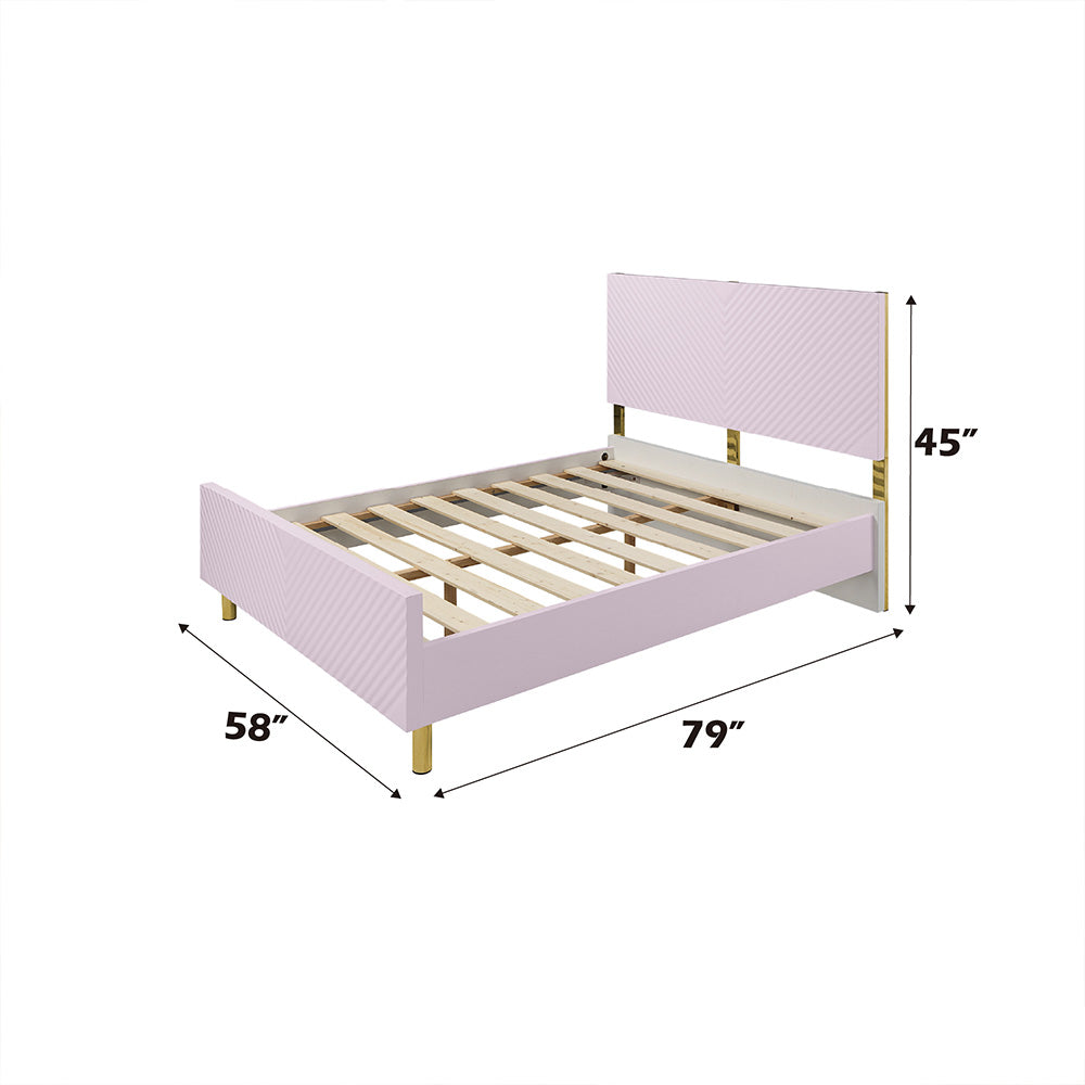 Gaines Full Bed, Pink High Gloss Finish