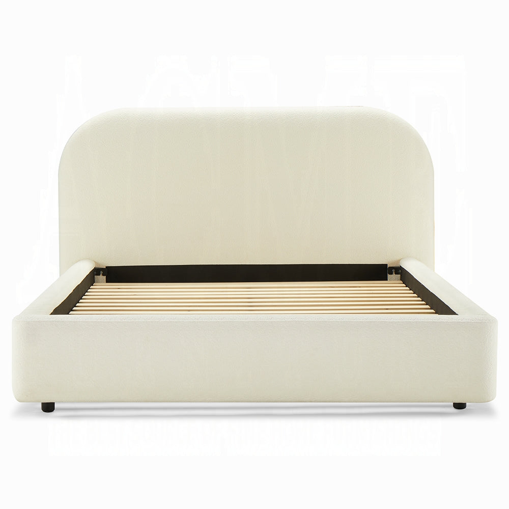 Darlene Arden Collection Eastern King Bed Beige Fabric – Upholstered Platform Bed with Wood Slats