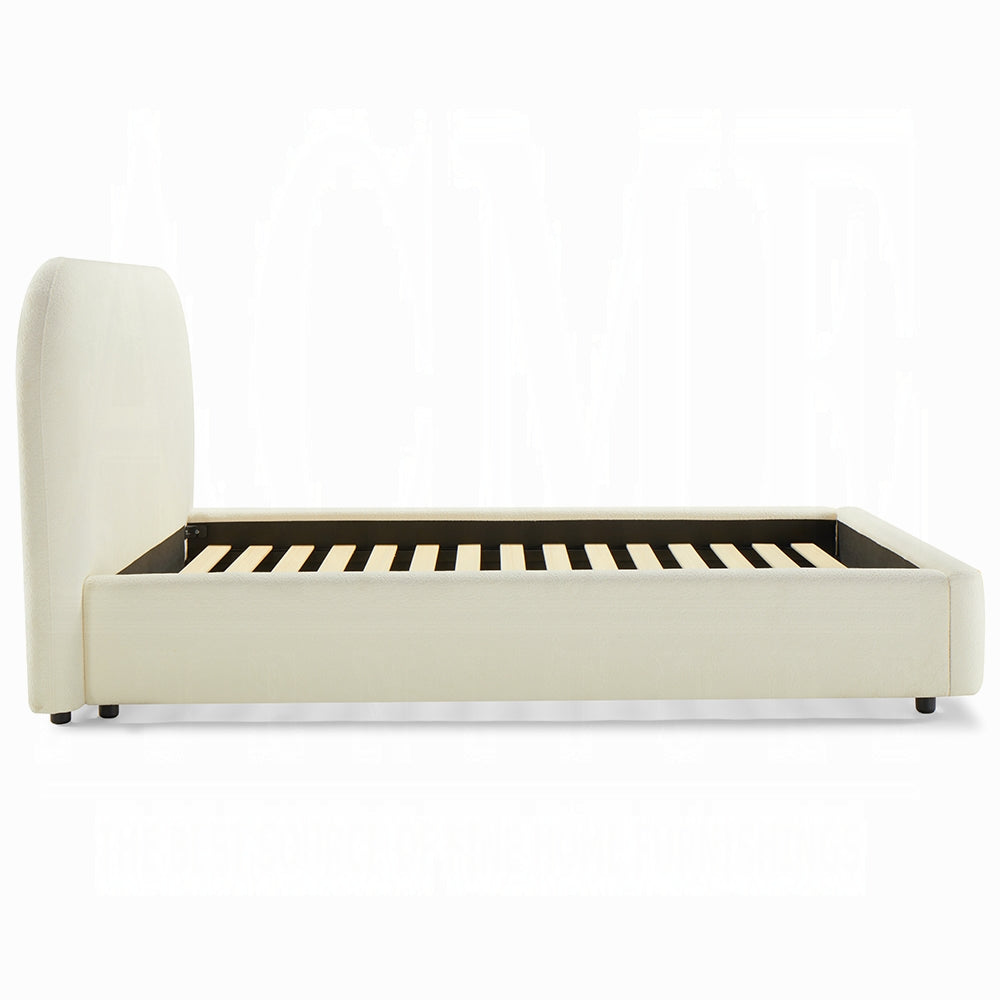 Darlene Arden Collection Eastern King Bed Beige Fabric – Upholstered Platform Bed with Wood Slats
