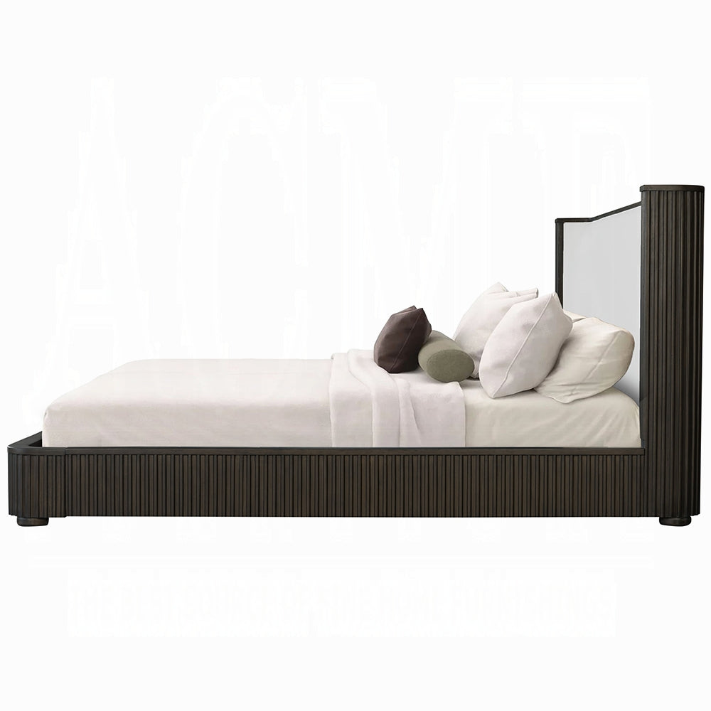 Clayten Eastern King Bed, Fabric & Espreeso Finish