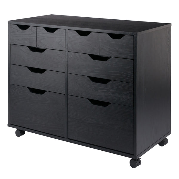 Halifax Bins & Drawers Multi-Storage Wide Mobile Cabinet,. Black