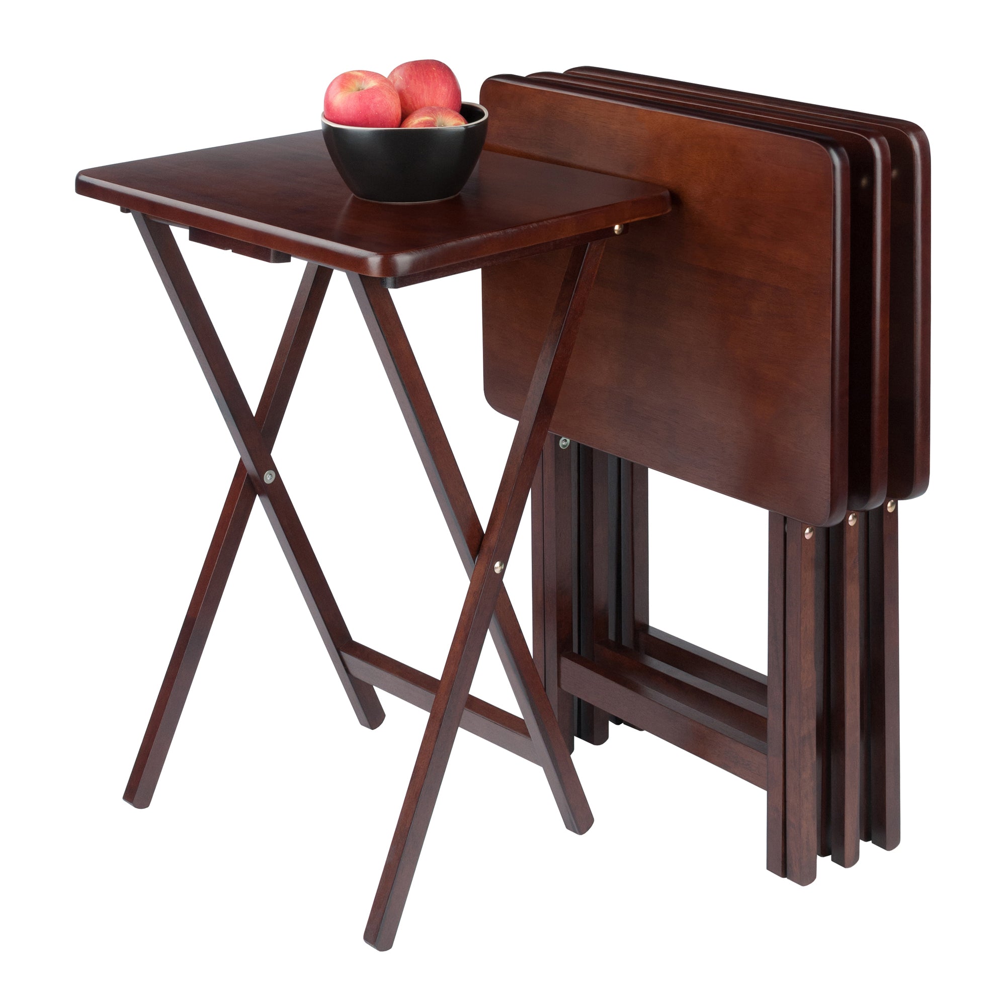 Alex 4-Pc Snack Tables, Walnut