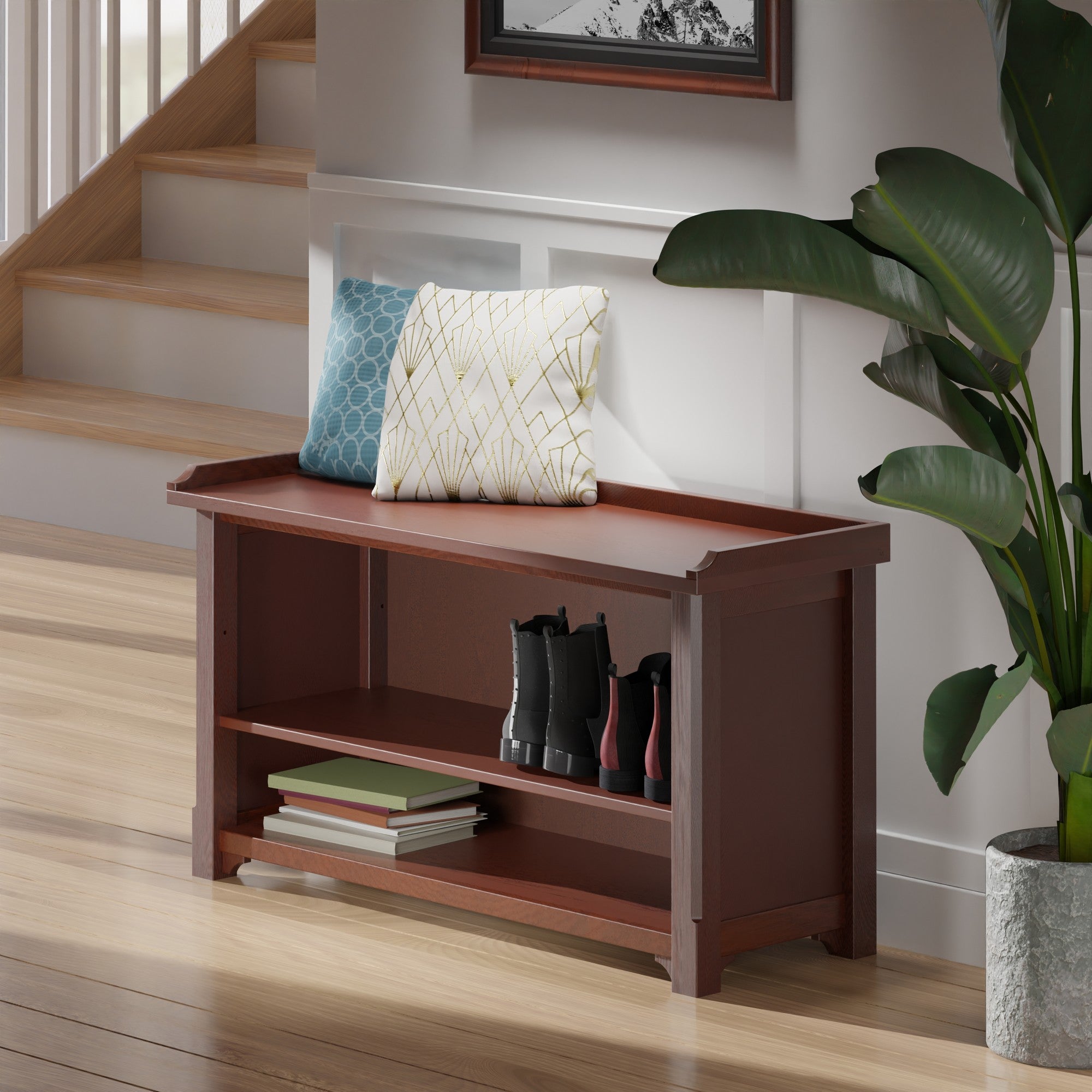 Milan Storage Hall Bench, Walnut