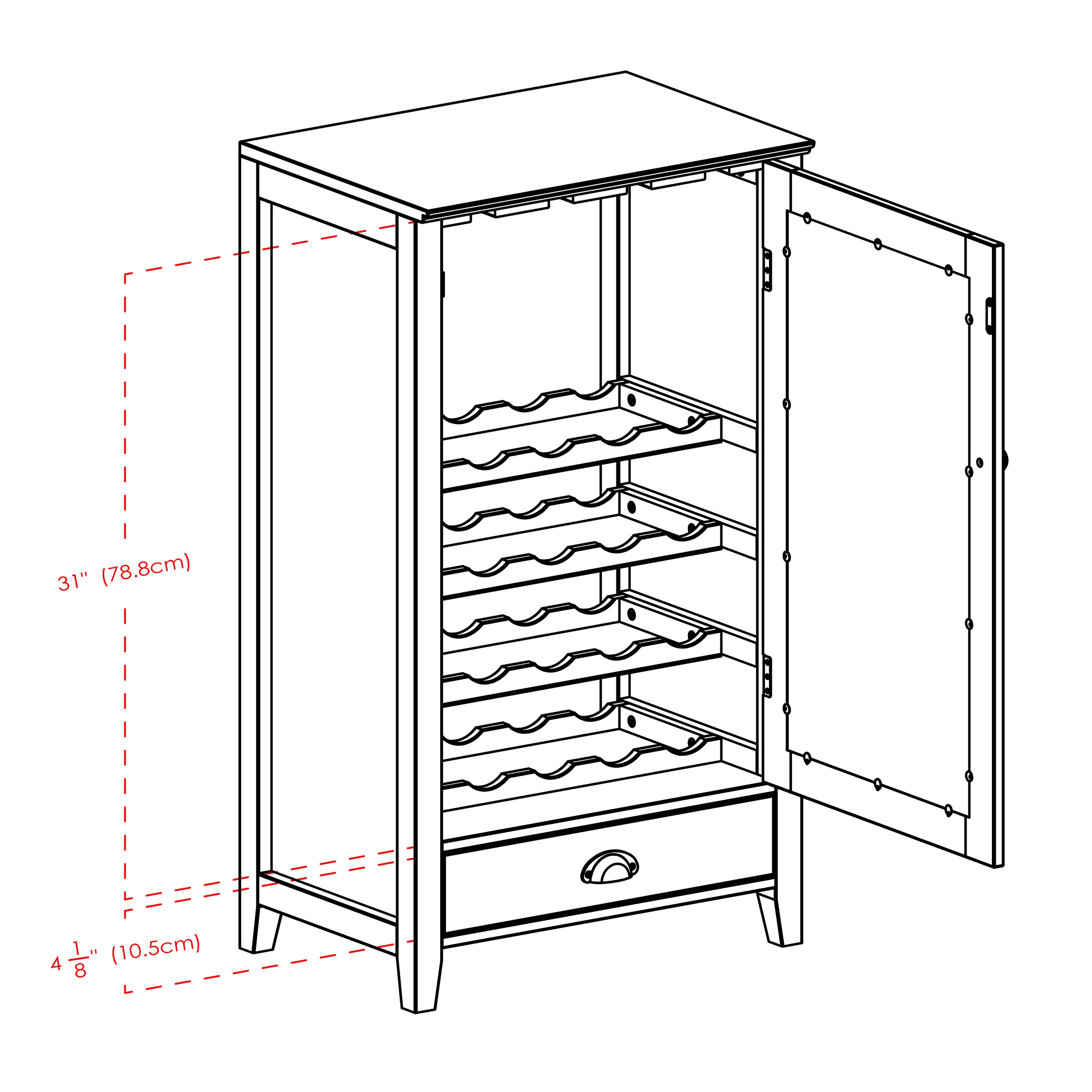 Bordeaux 20-Bottle Wine Cabinet, Espesso