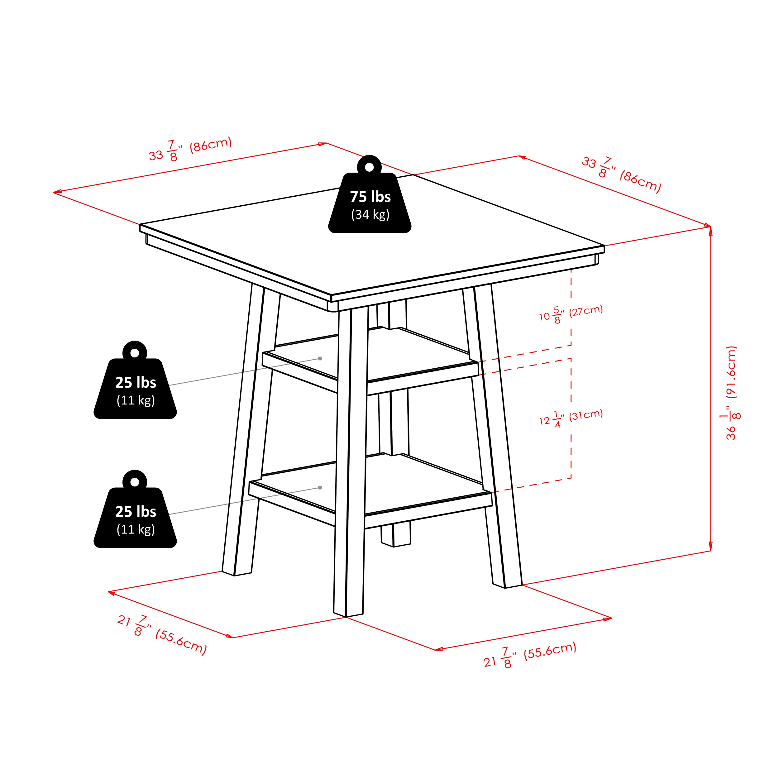 Orlando 5-Pc High Table with V-Back Counter Stools, Walnut