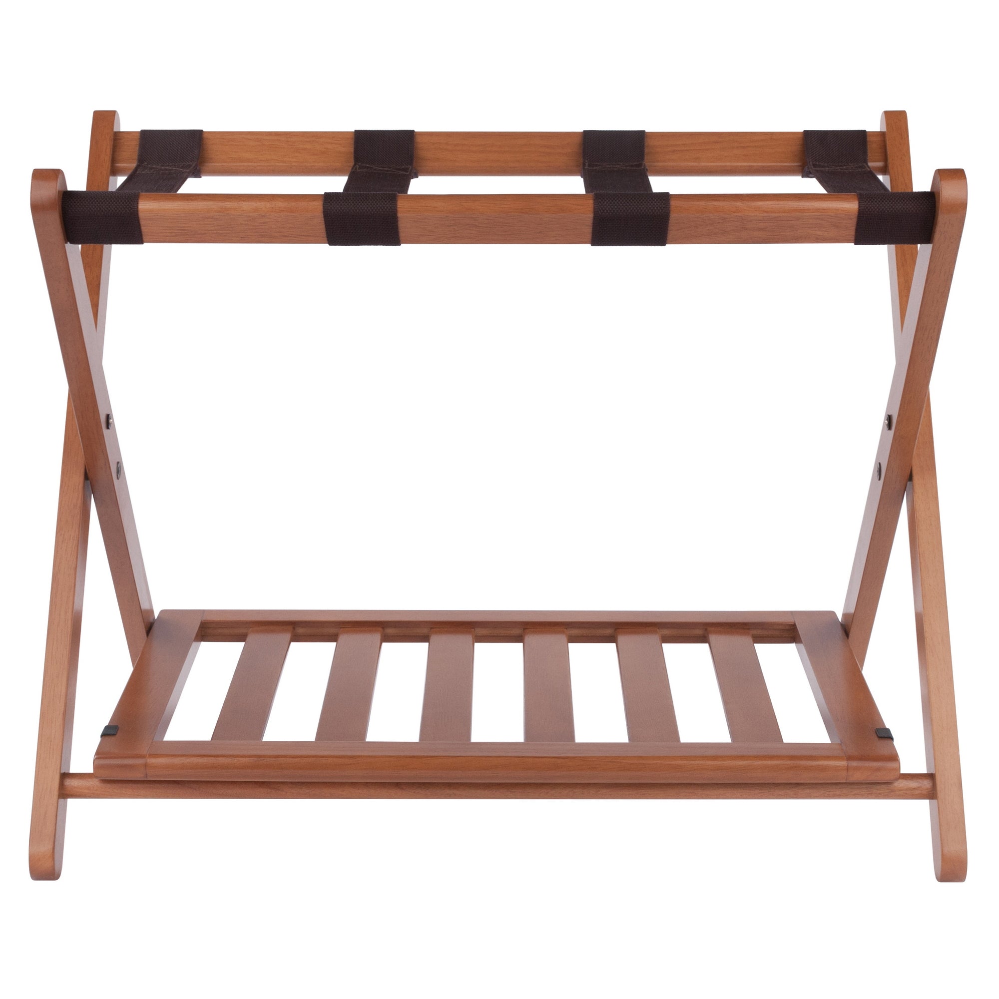 Reese Luggage Rack with Shelf, Teak