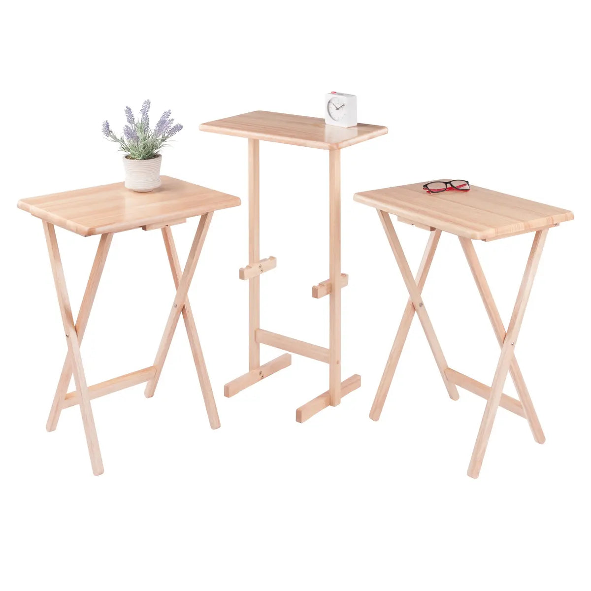 Riley 3-Pc Set Snack Table, Natural Finish