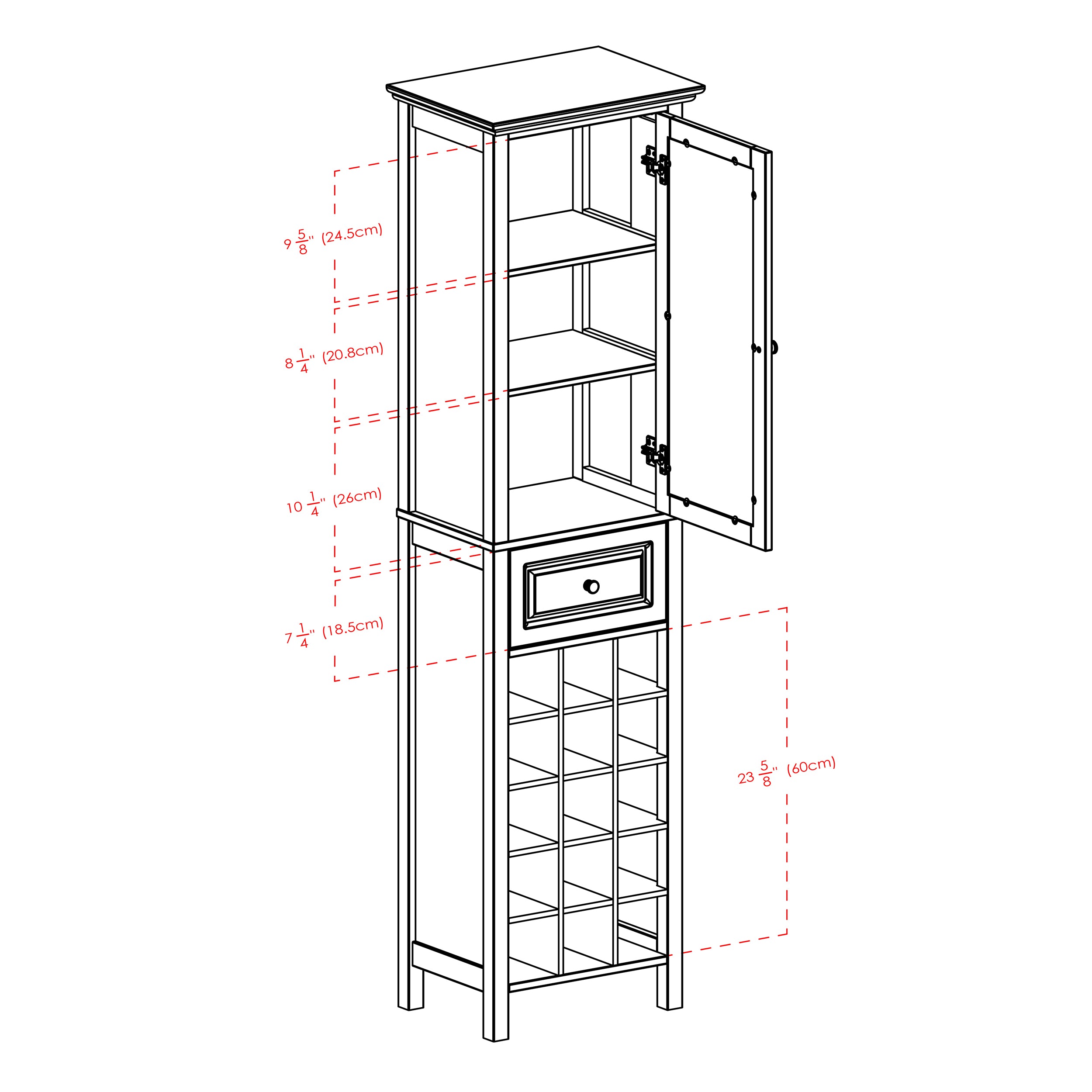 Burgundy Wine Display Tower, Black