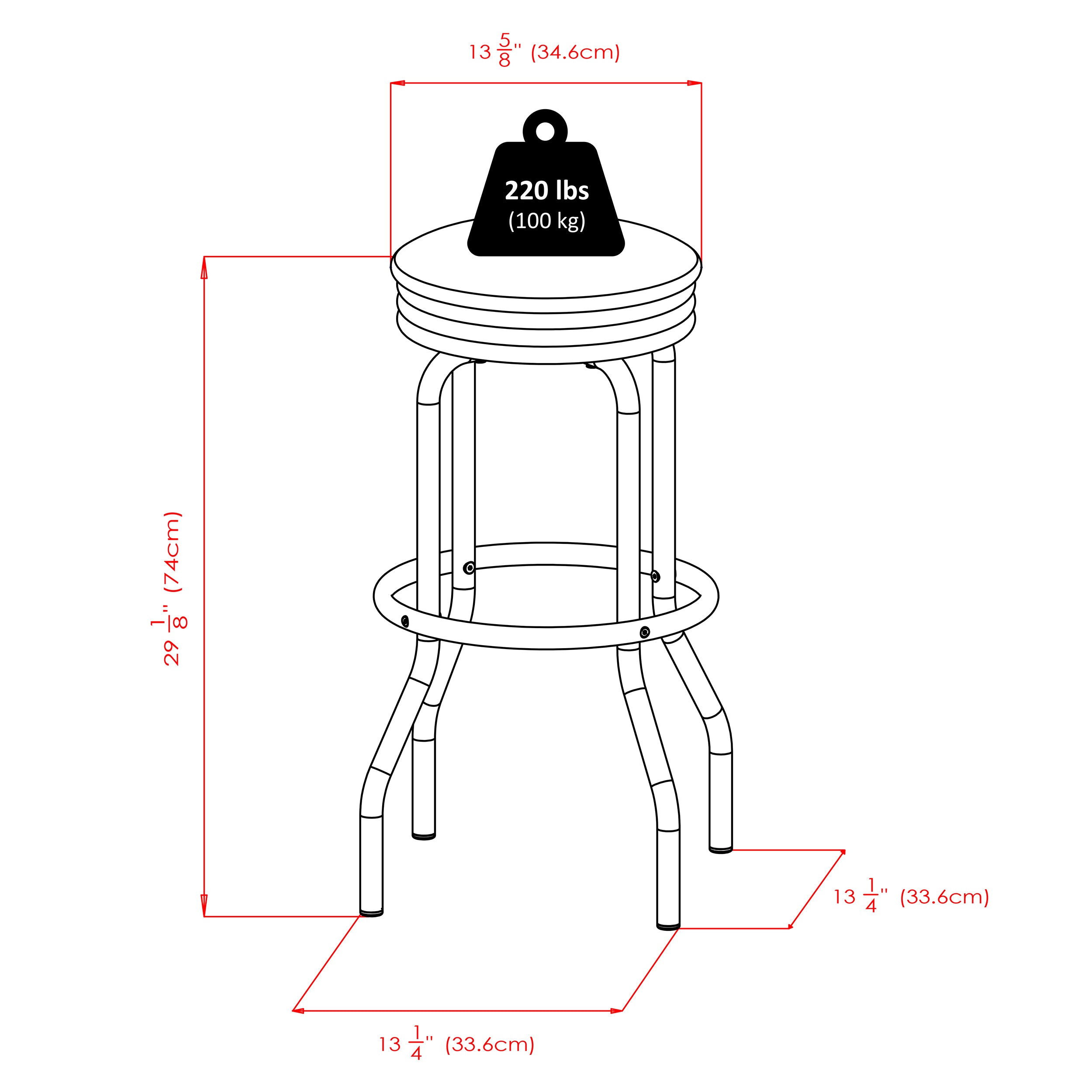 Summit 2-Pc Swivel Seat Stool Set, Black and Chrome