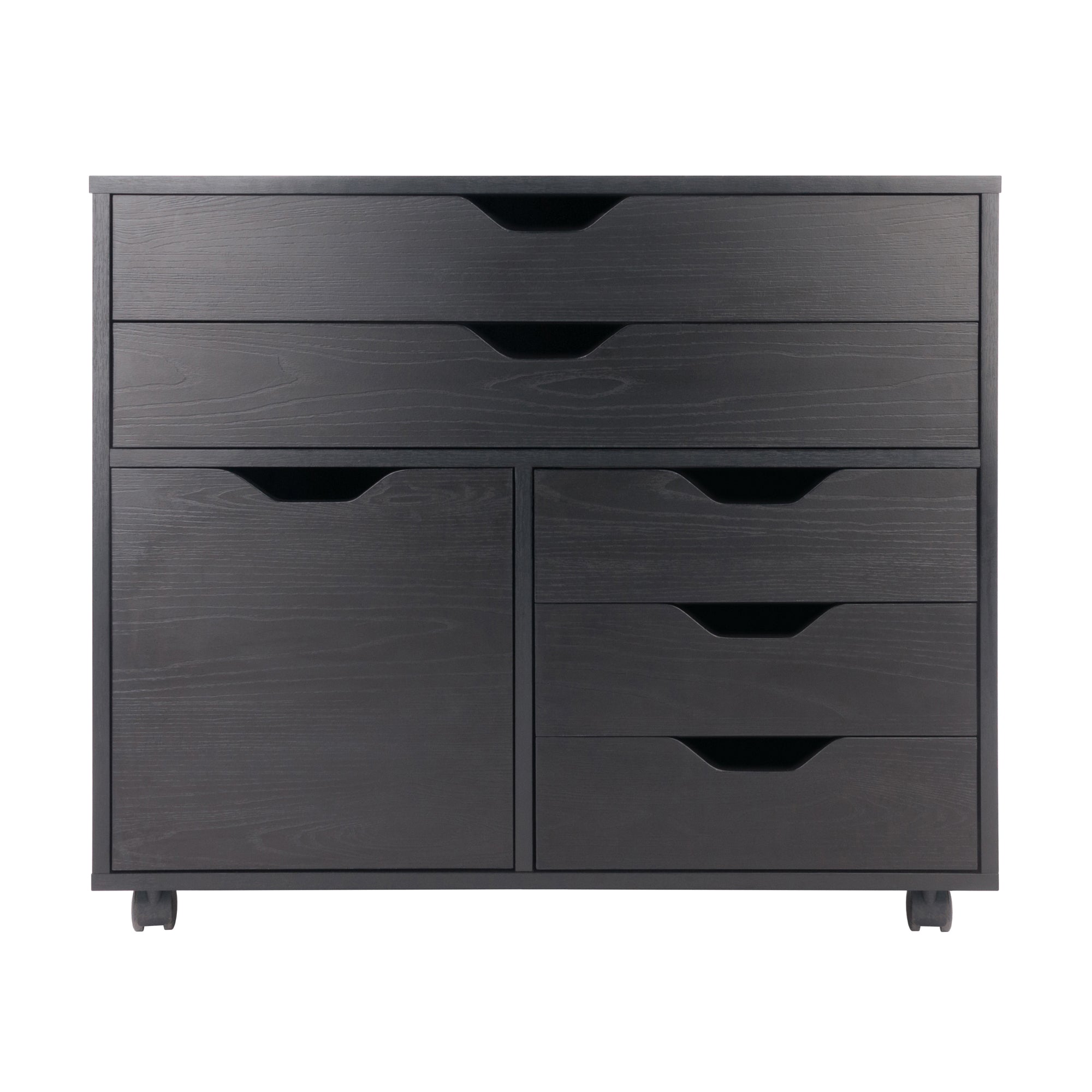 Halifax 3-Section Multi-Storage Mobile Cabinet, Black