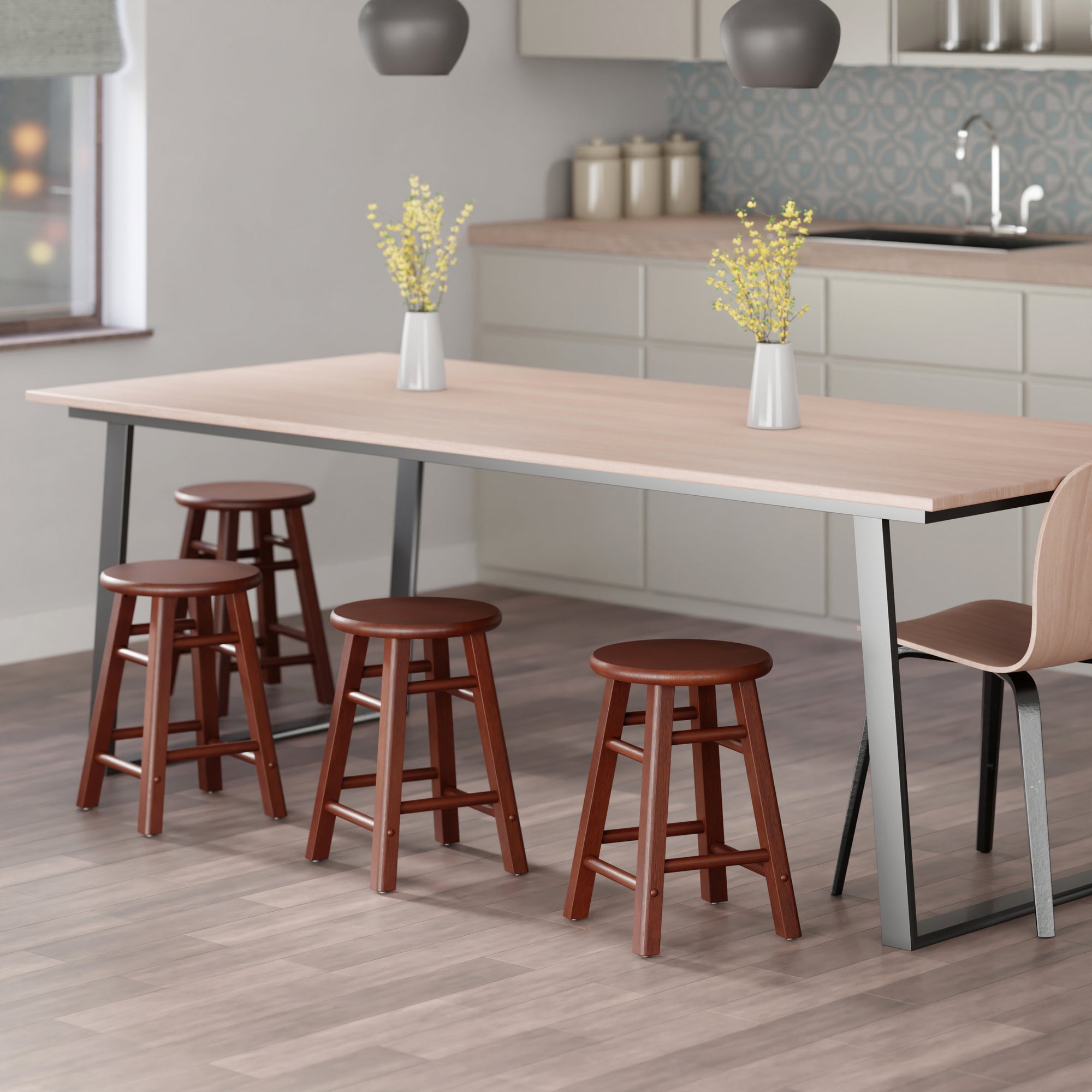 Element 2-Pc Dining Stool Set, Walnut