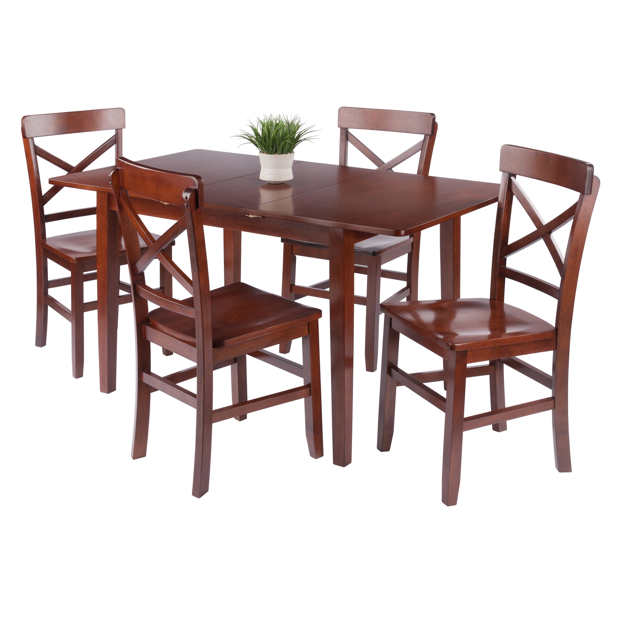Darren 5-pc Set Dining Table w/X-Back Chairs, Walnut