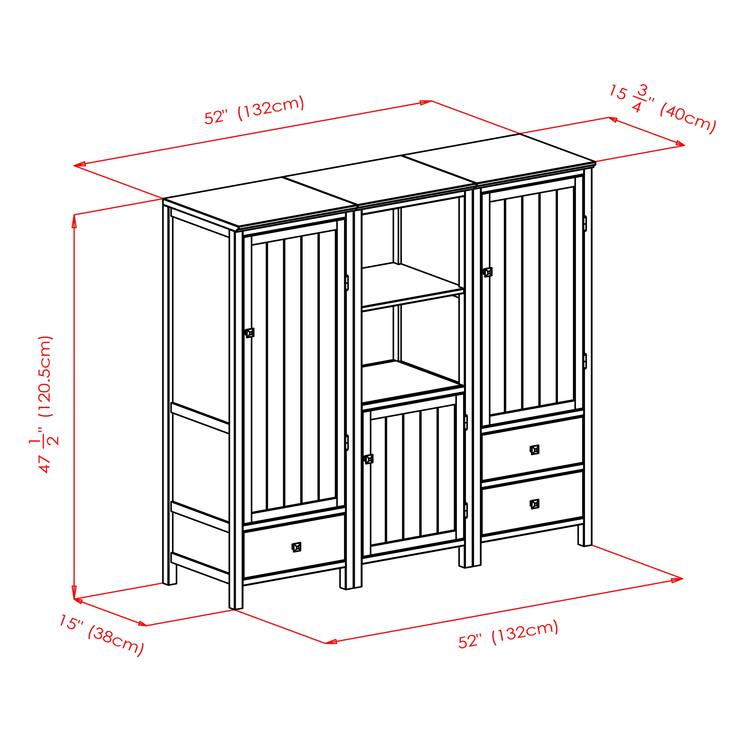 Brooke 3-Pc Modular Jelly Cupboard Set, Walnut