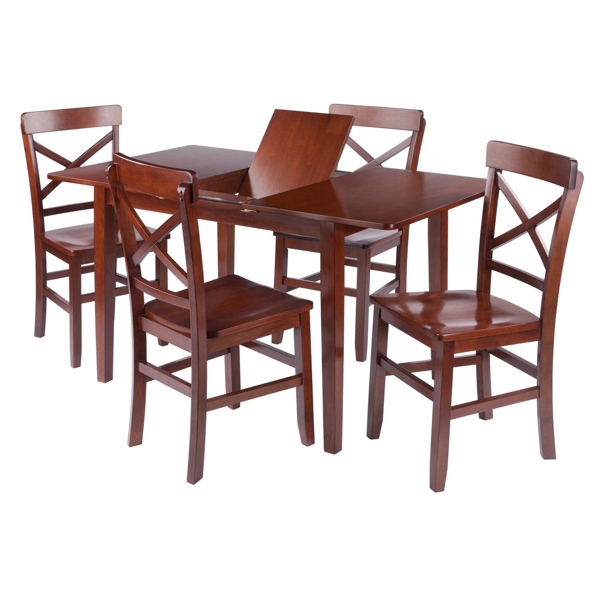 Darren 5-pc Set Dining Table w/X-Back Chairs, Walnut
