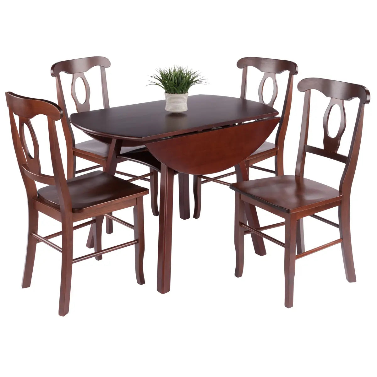 Marbelle Table 5-Pc Drop Leaf Dining Table with 4 Renaissance Chairs, Walnut