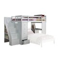 Freya Twin White Wood Multi-Function Loft Bed – Children's Storage Bed with Ladder & Drawers