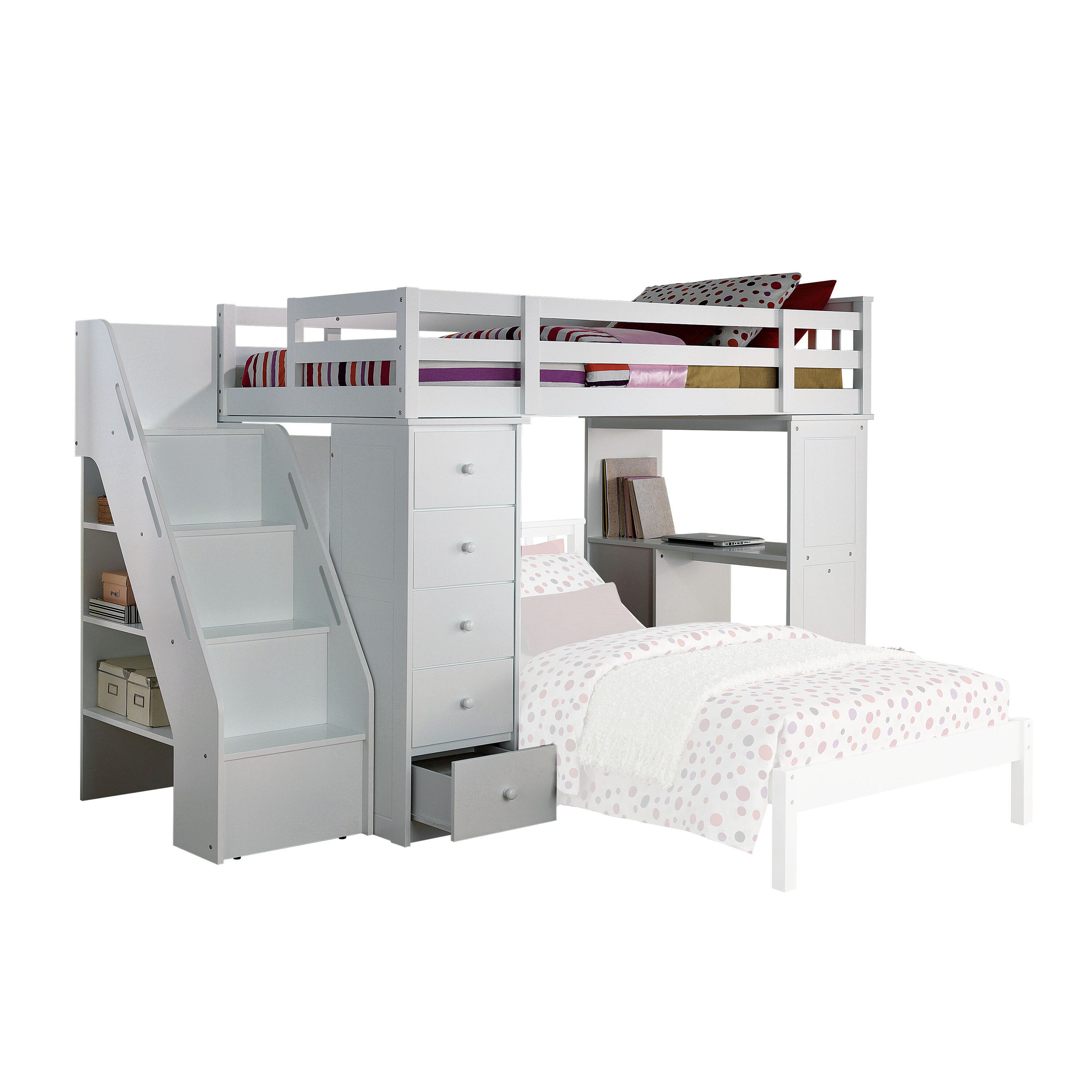 Freya Twin Loft Bed w/Storage, White