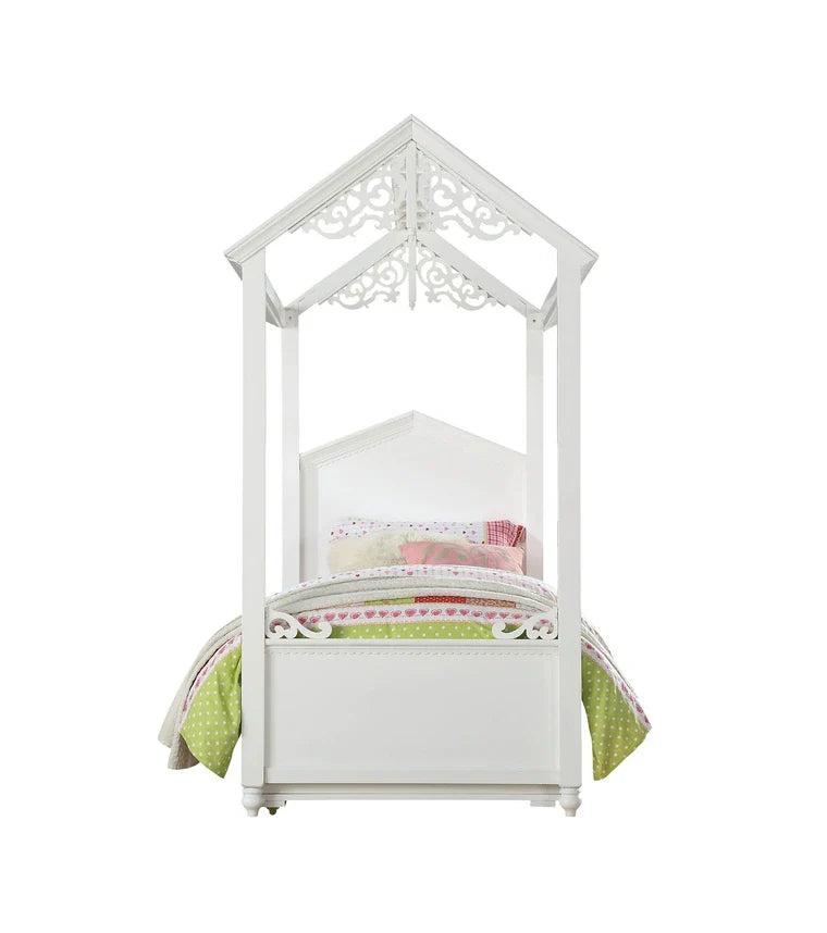 Appia Rapunzel Twin Bed in White Finish – Stylish Upholstered Bed for Kids