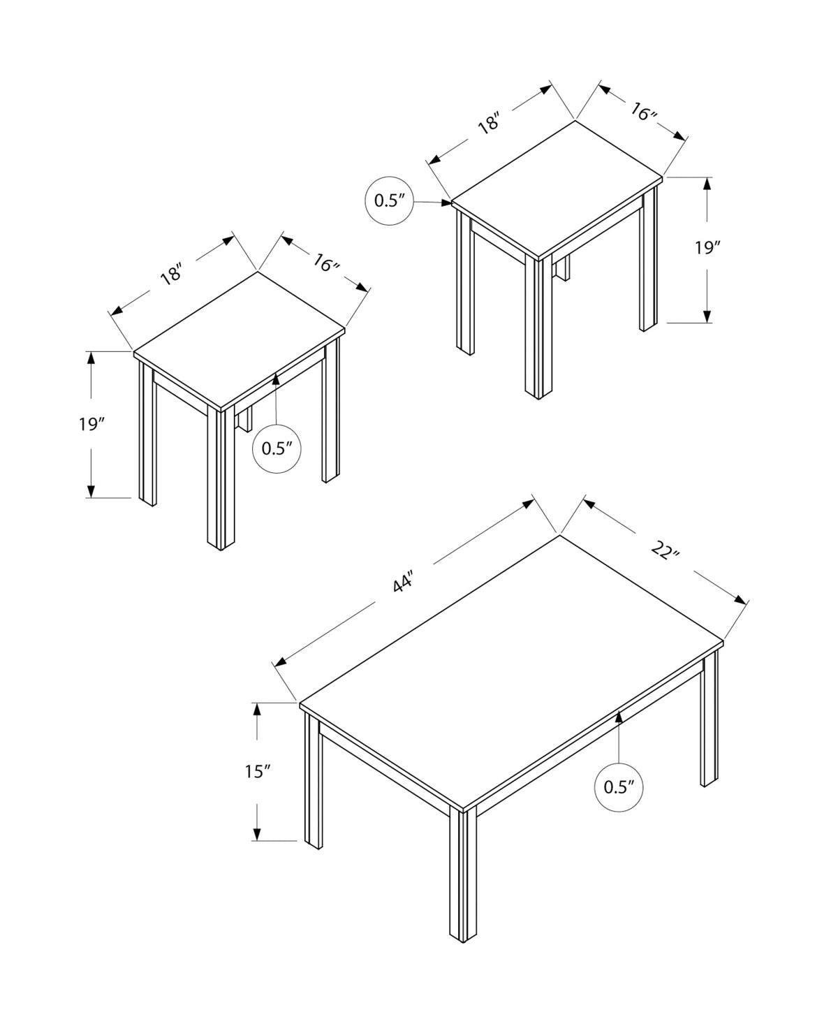 Callen - Table Set 3pcs Set Coffee End Side Accent Living Room