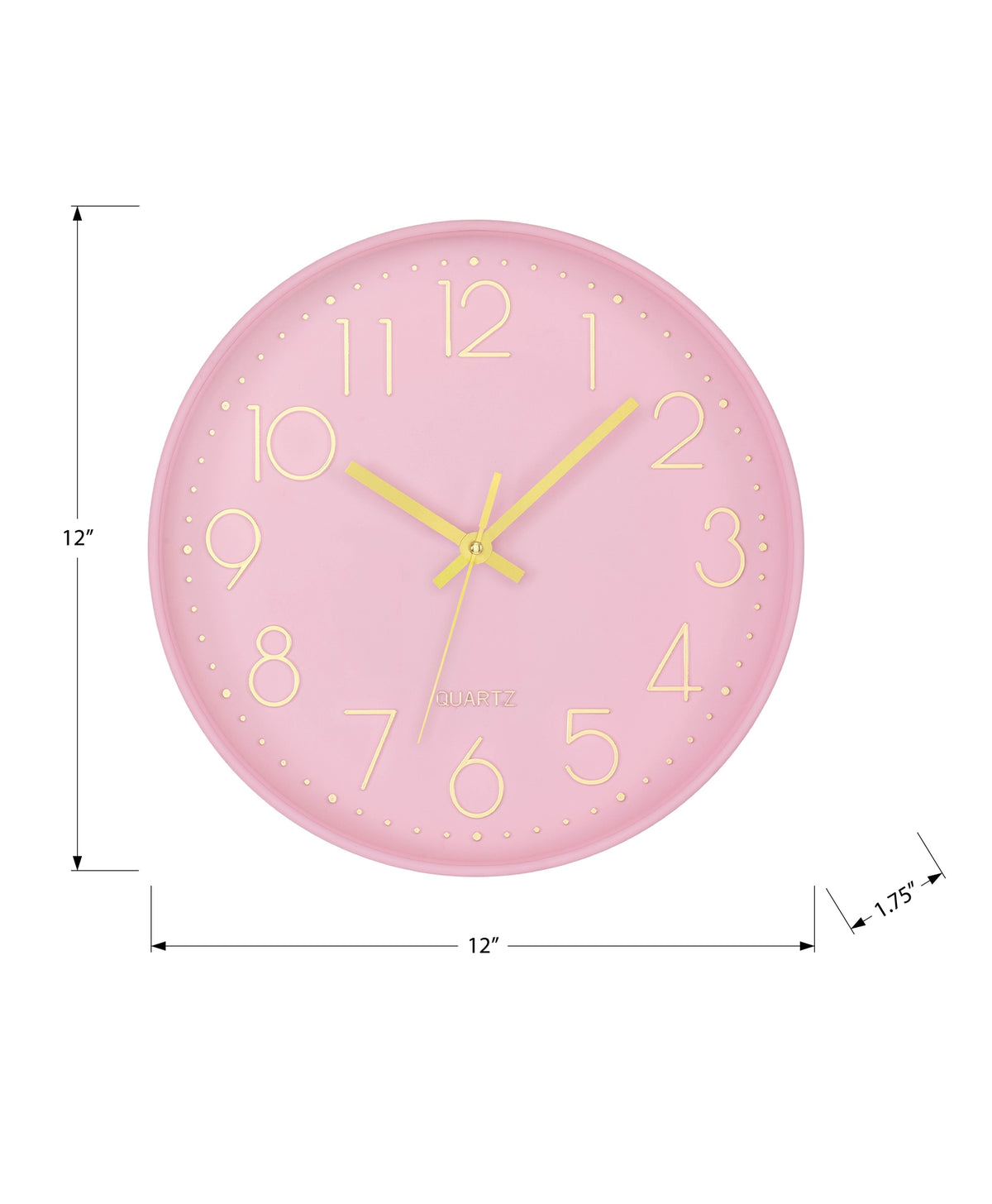 Alise - Clocks 12" Round Wall Clock Pink Face Pink Frame Contemporary