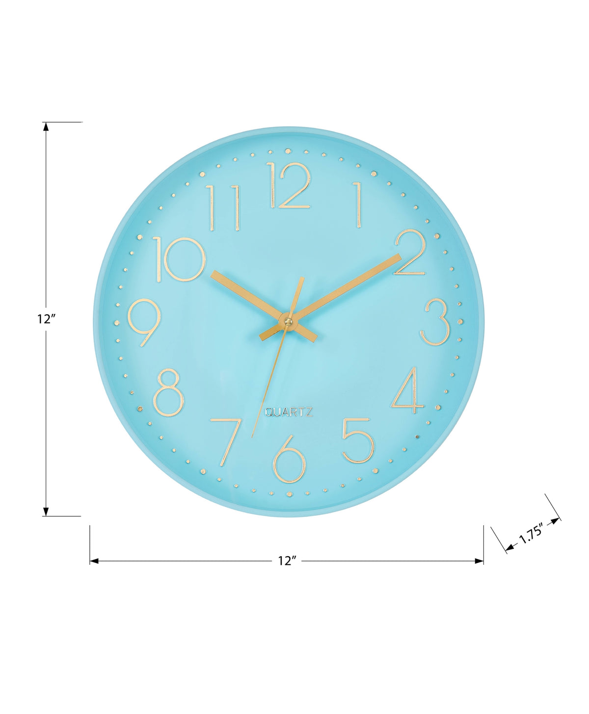 Abelia - Clocks 12" Round Wall Clock Blue Face Blue Frame Contemporary