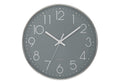 Kala - Clocks 12" Round Wall Clock Grey Face Silver Frame Contemporary