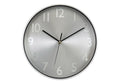 Danina - Clocks 12" Round Wall Clock Silver Face Silver Frame Contemporary
