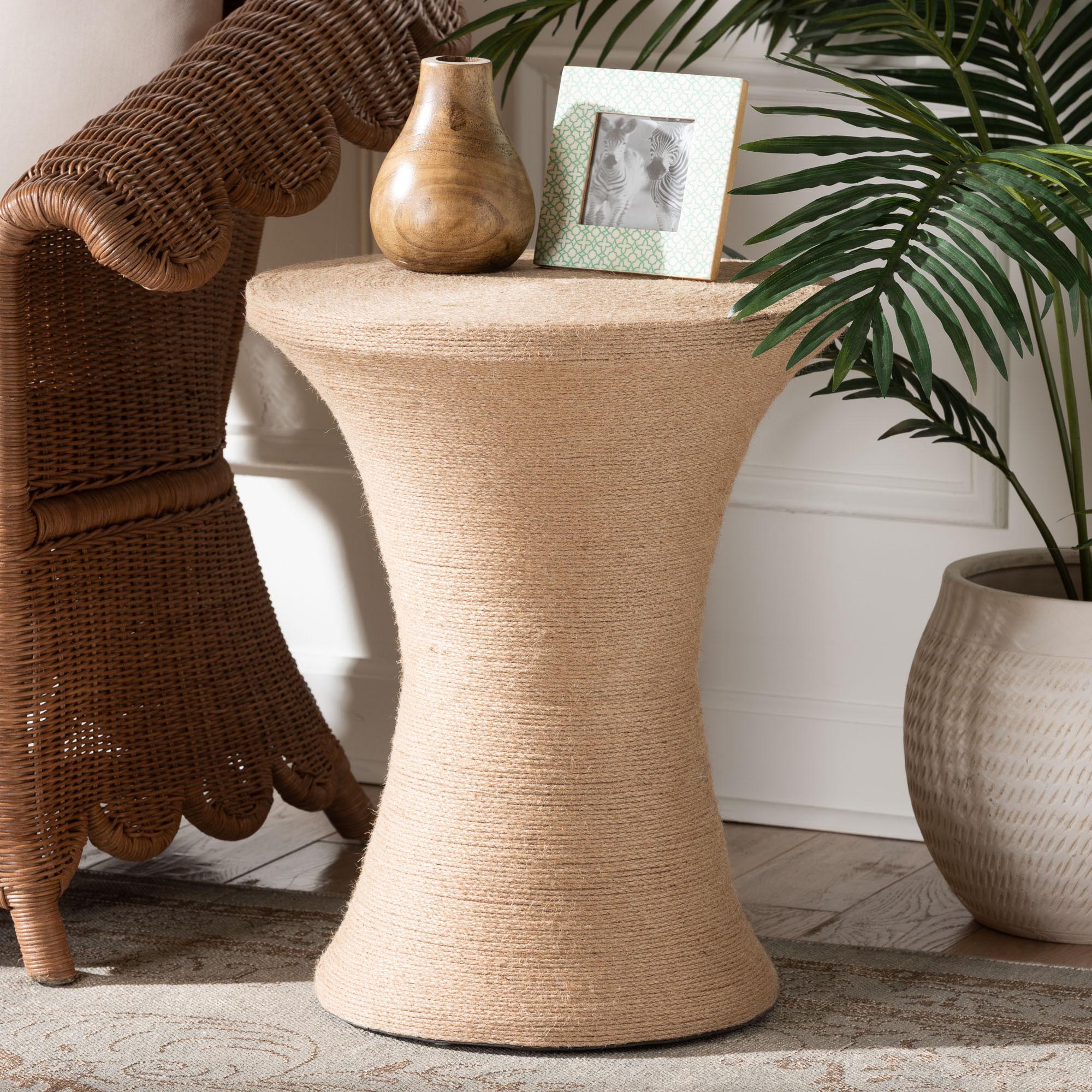 Cady Japandi Natural Seagrass Side Table