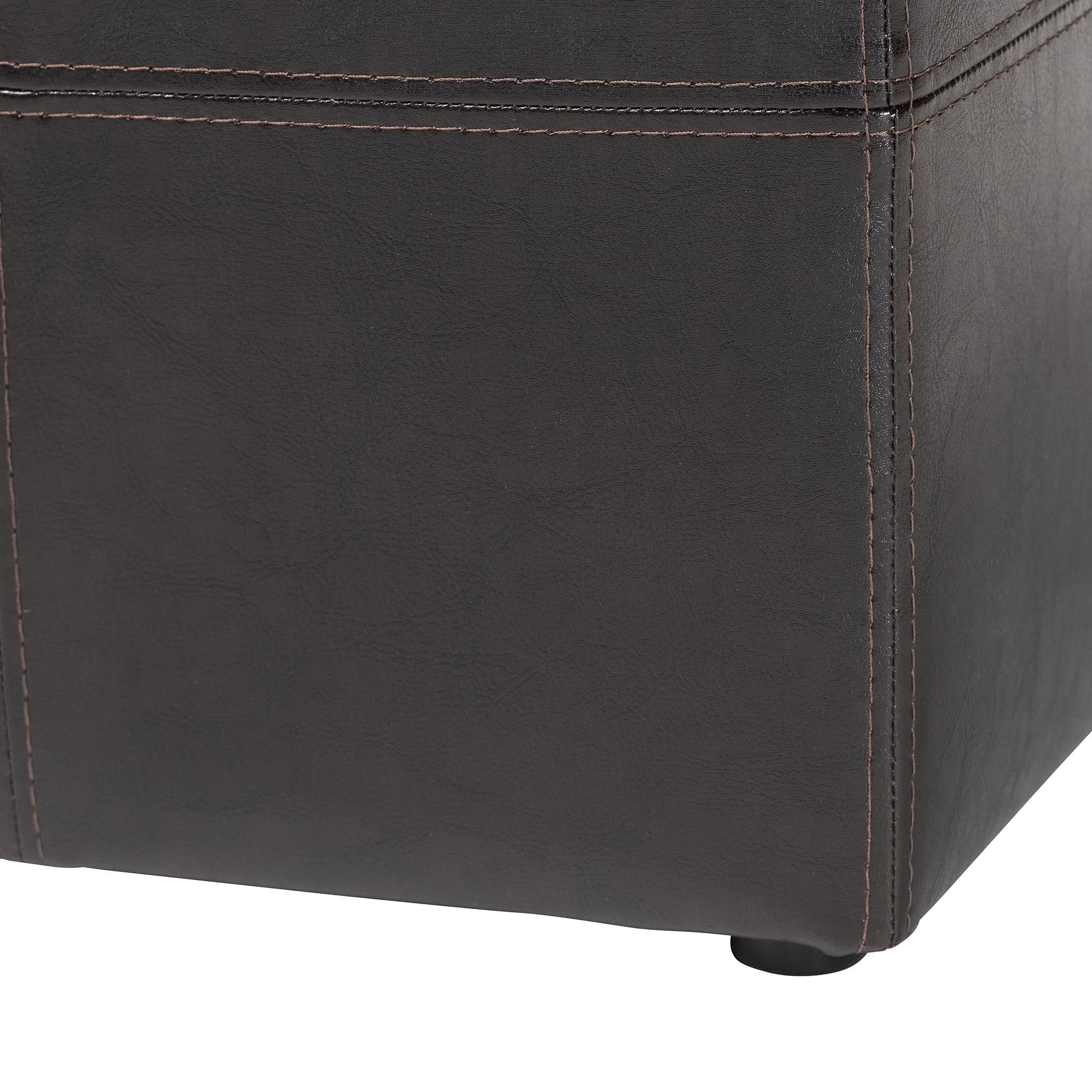 Dark Brown Upholstered Cube Ottoman