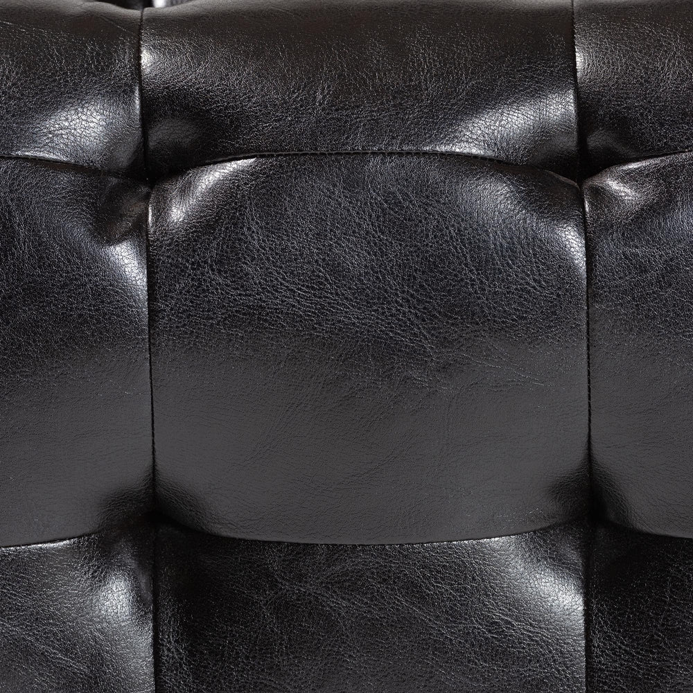 Dark Brown Bonded Leather Square Ottoman